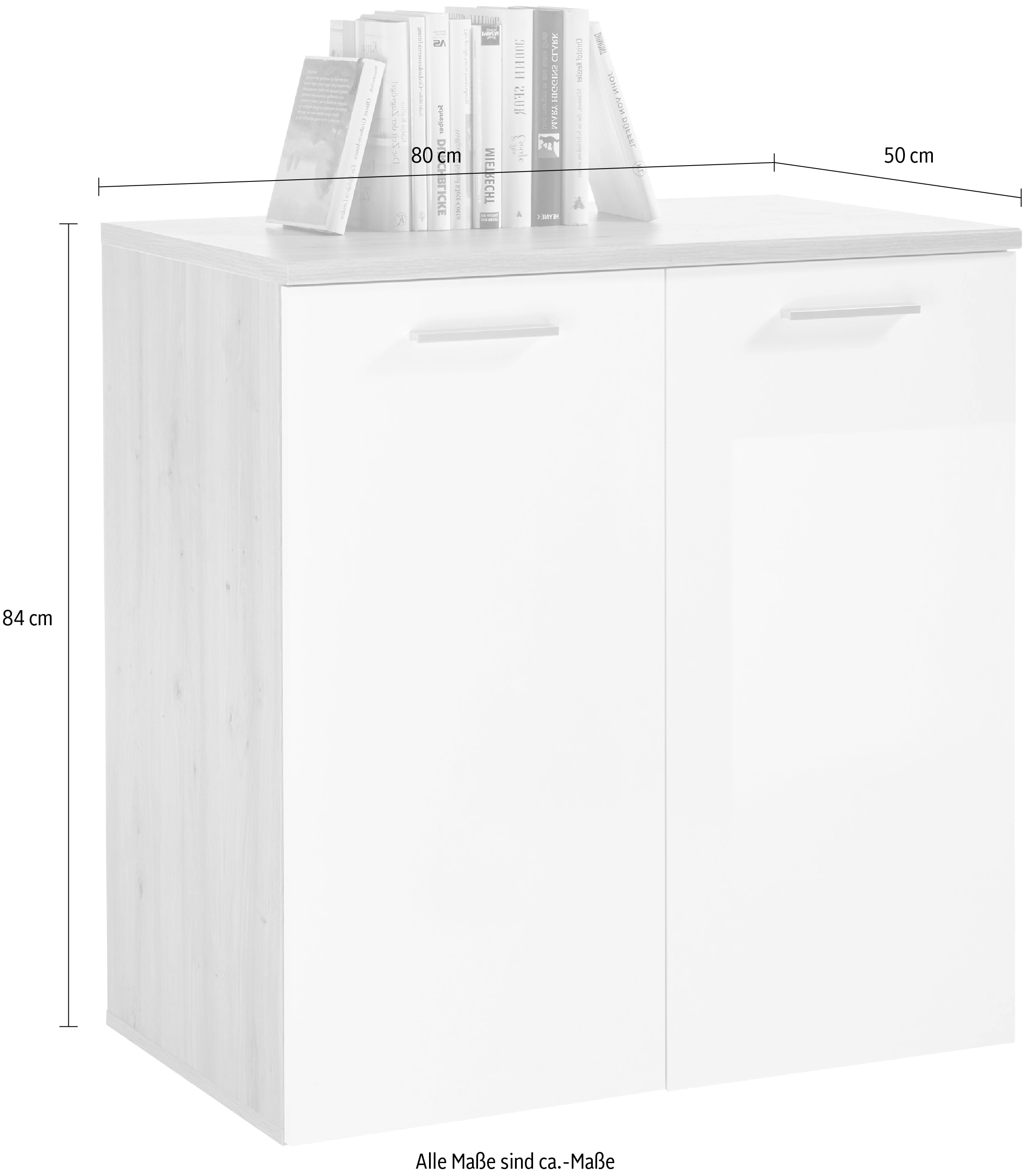 HBZ Kommode »Pablo weiss Glanz, BxHxT 80x84x50 cm« Kommode mit 2 Türen und 1 festen Einlegeboden