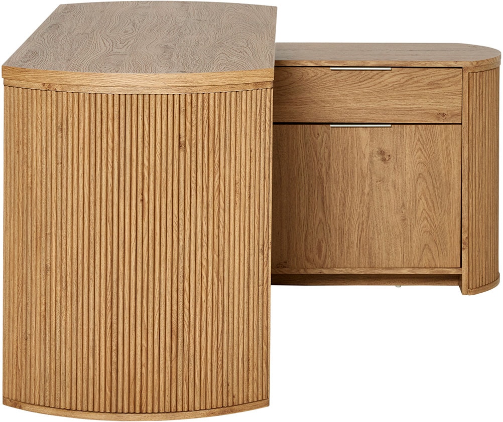 Jahnke Bureau d'angle »MOON C 150 E« 1 cuis tlg. montage réversible, espace de rangement & passage de câbles, largeur 150 cm