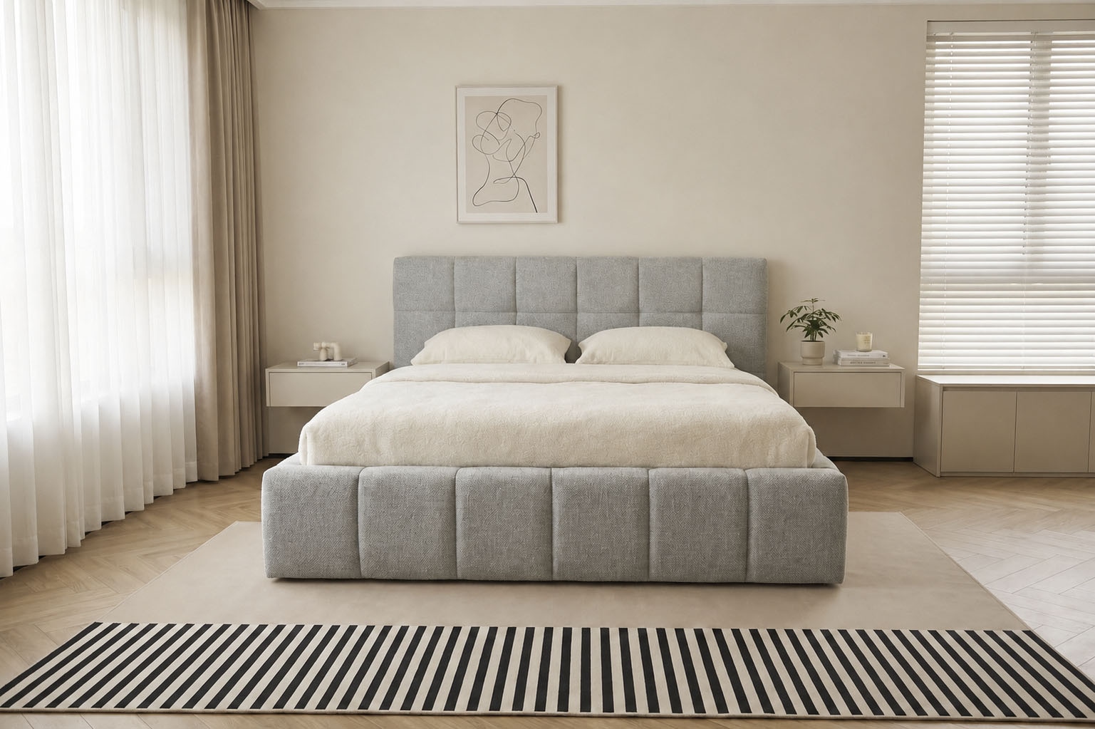 GOODproduct Lit rembourré »EDDION, Stauraumbett mit Lattenrost und Bettkasten, 180x200cm« hochwertiger Chenille-Bezug, gepolstertes Kopfteil und Rahmen