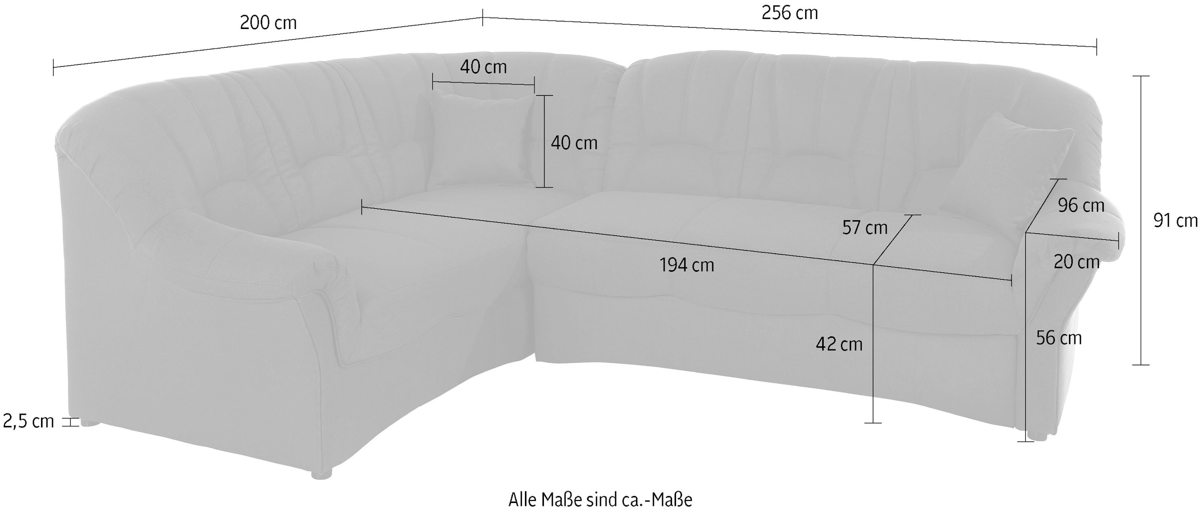 DOMO collection Canapé d'angle »Bahia, zeitlos und elegant, bequeme Armlehnen, L-Form« option avec fonction lit