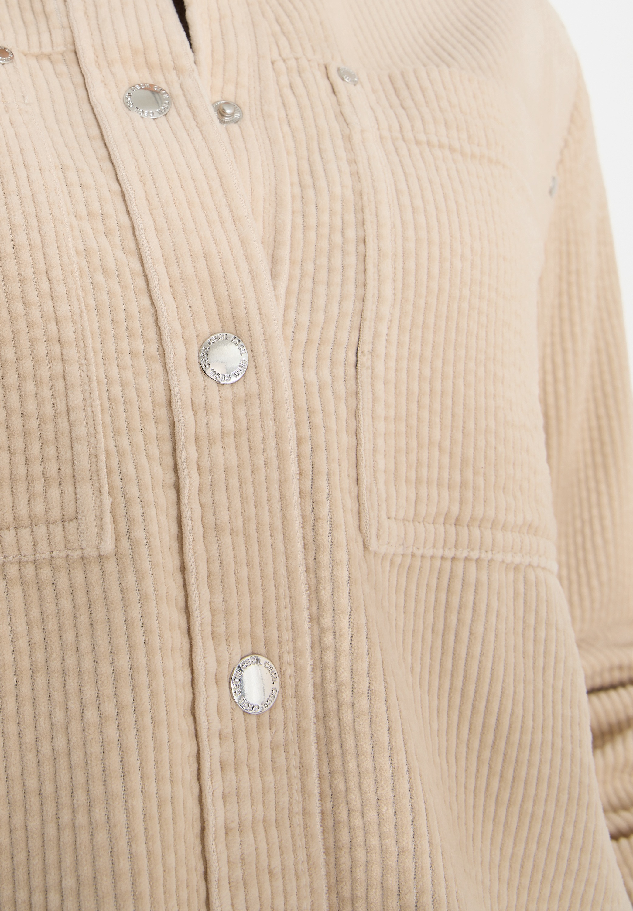 Cecil Veste chemisier ohne Kapuze Overshirt mit Knopfleiste, Cord