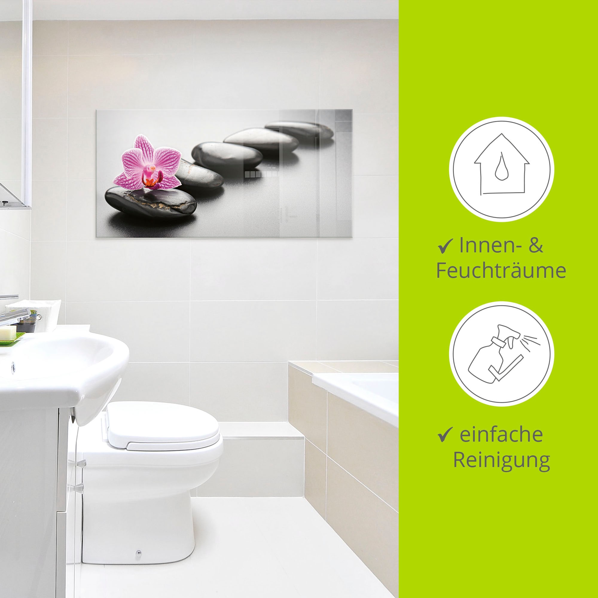 Artland Glasbild »Spa-Konzept mit Zen Steinen und Orchidee« Zen 1 Stk. tlg. in verschiedenen Grössen