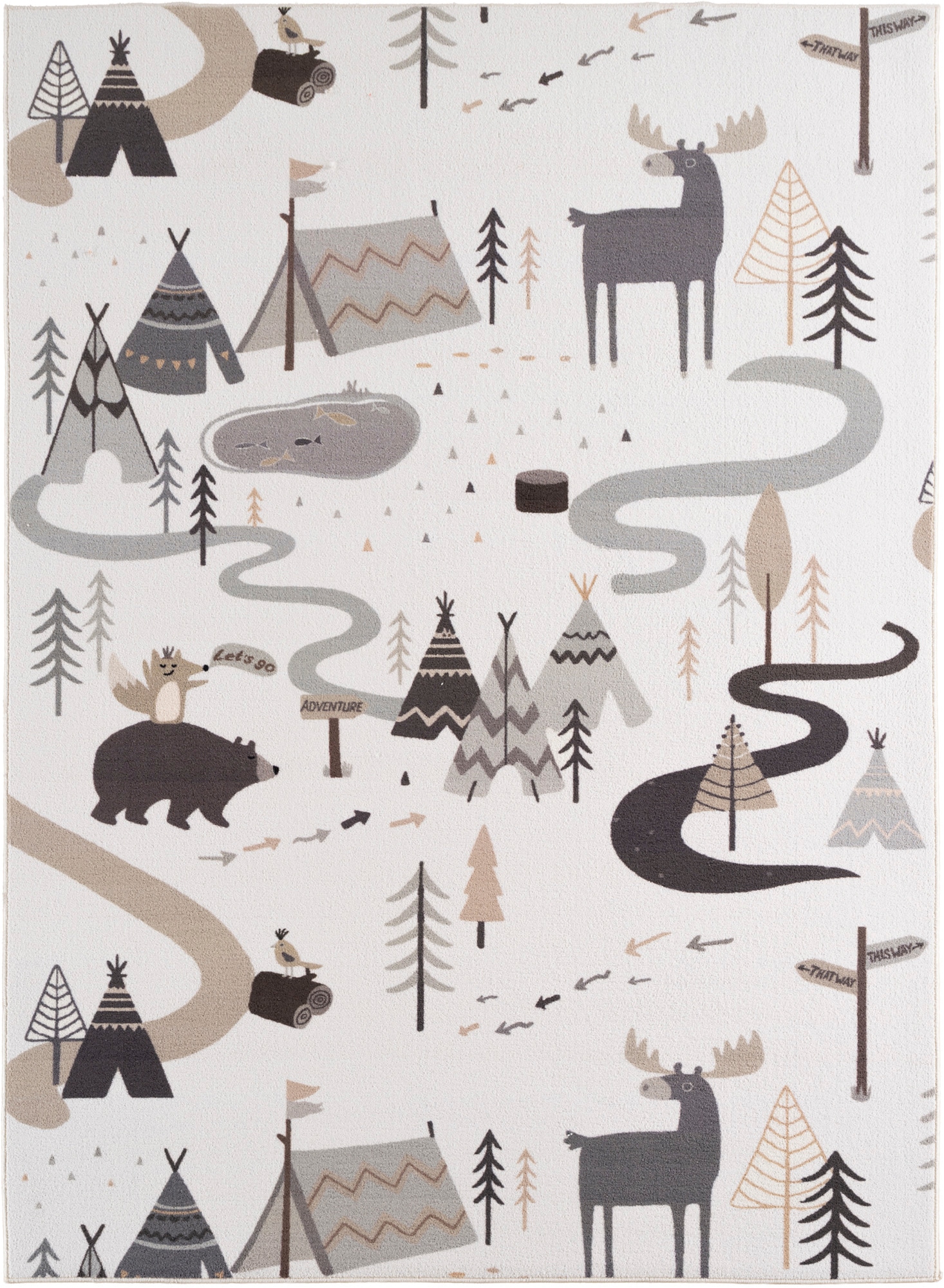 Ayyildiz Teppiche Tapis pour enfants »COCO 1135  , auch in rund erhältlich« Rectangulaire 8 mm Höhe lavable à 30°C, antidérapant, certifié OEKO-TEX®, animaux de la forêt