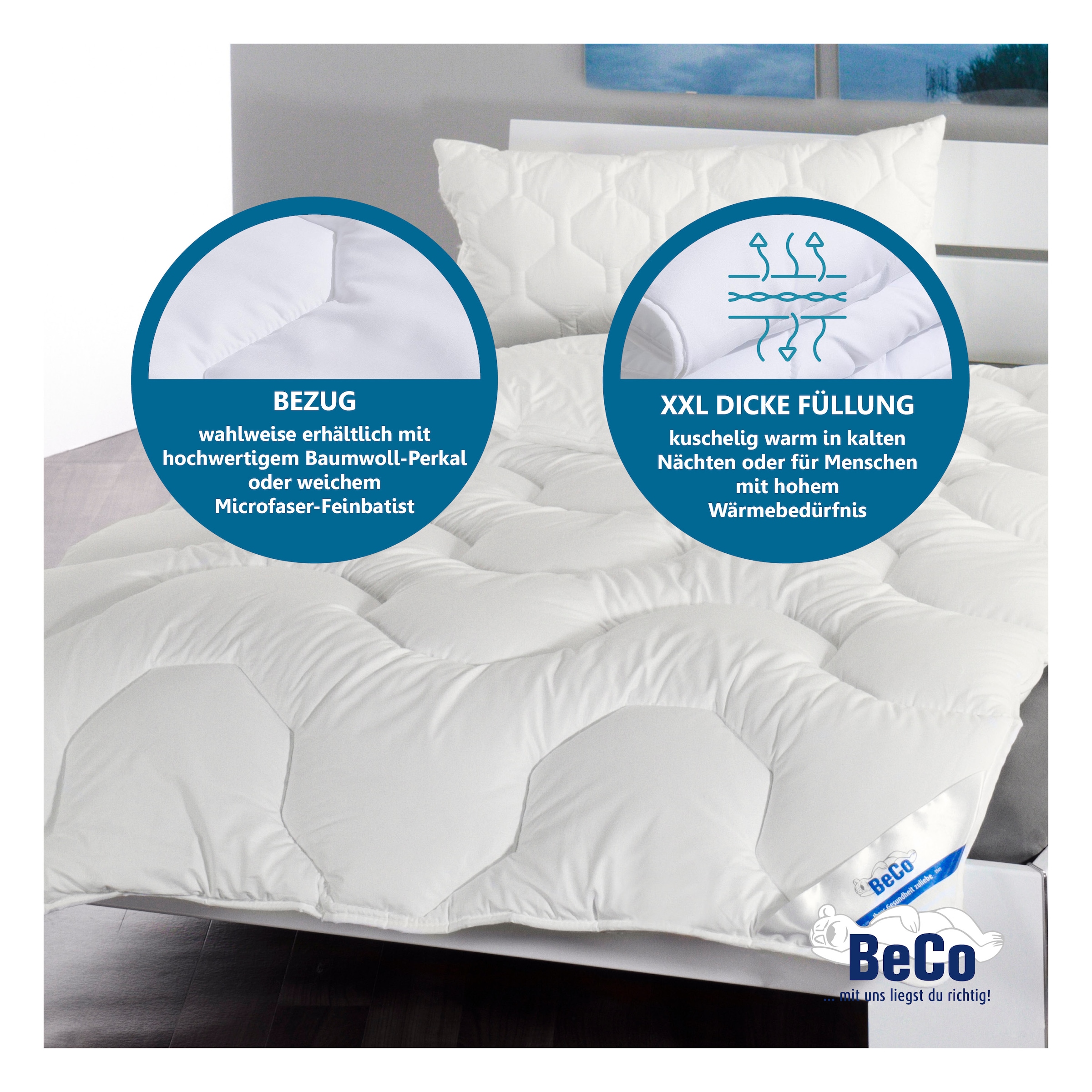 Beco Microfaserbettdecke »Wellness XXL, kuschelig dicke Winterdecken« polarwarm Füllung Polyester 1 Stk. tlg. in den Grössen 135x200 6 155x220 cm. Hergestellt in EU