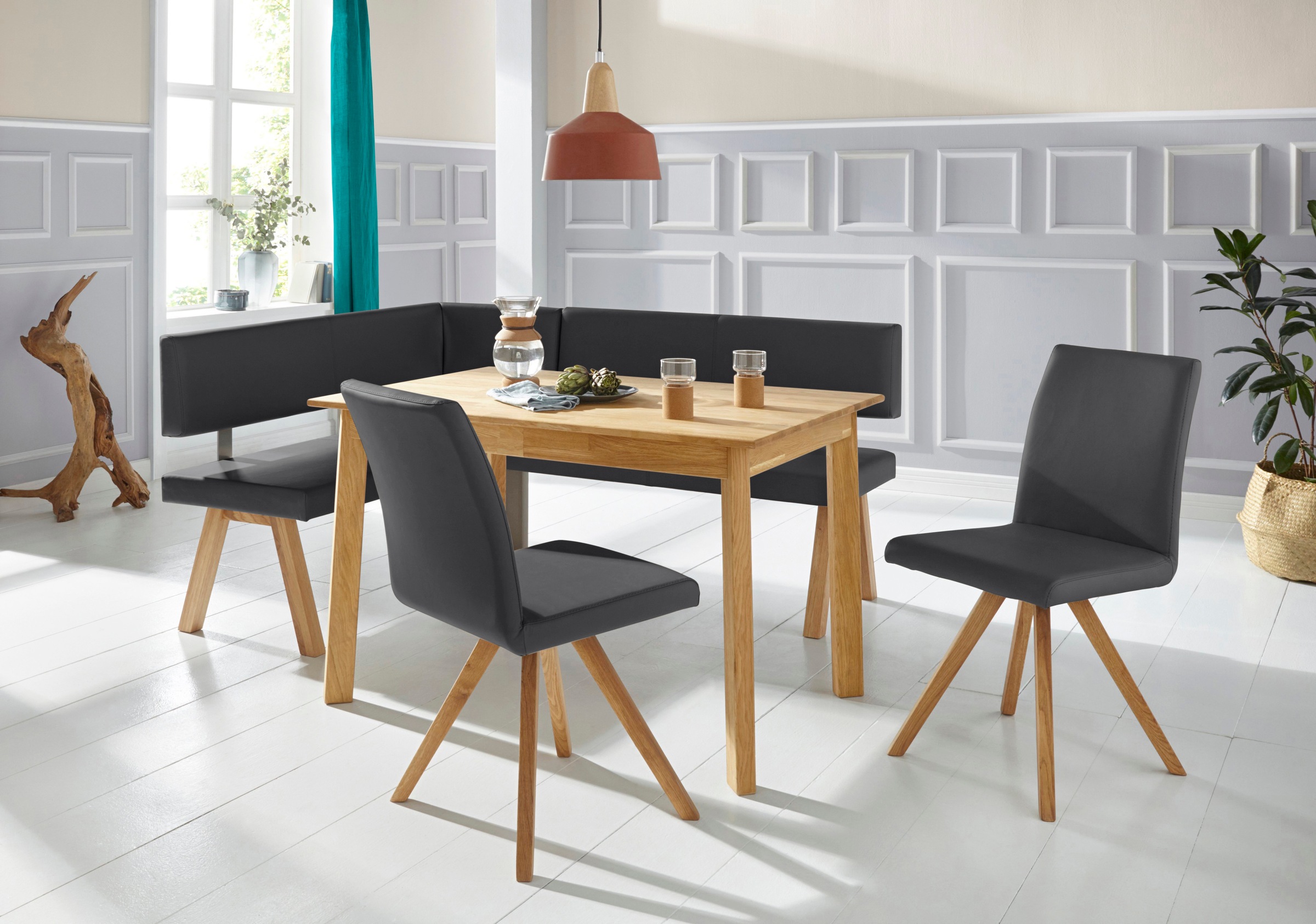 Home affaire Schalenstuhl »Rio« (Set) 2 Stk.Bezug in Kunstleder oder Strukturstoff und das Gestell ist Eiche geölt