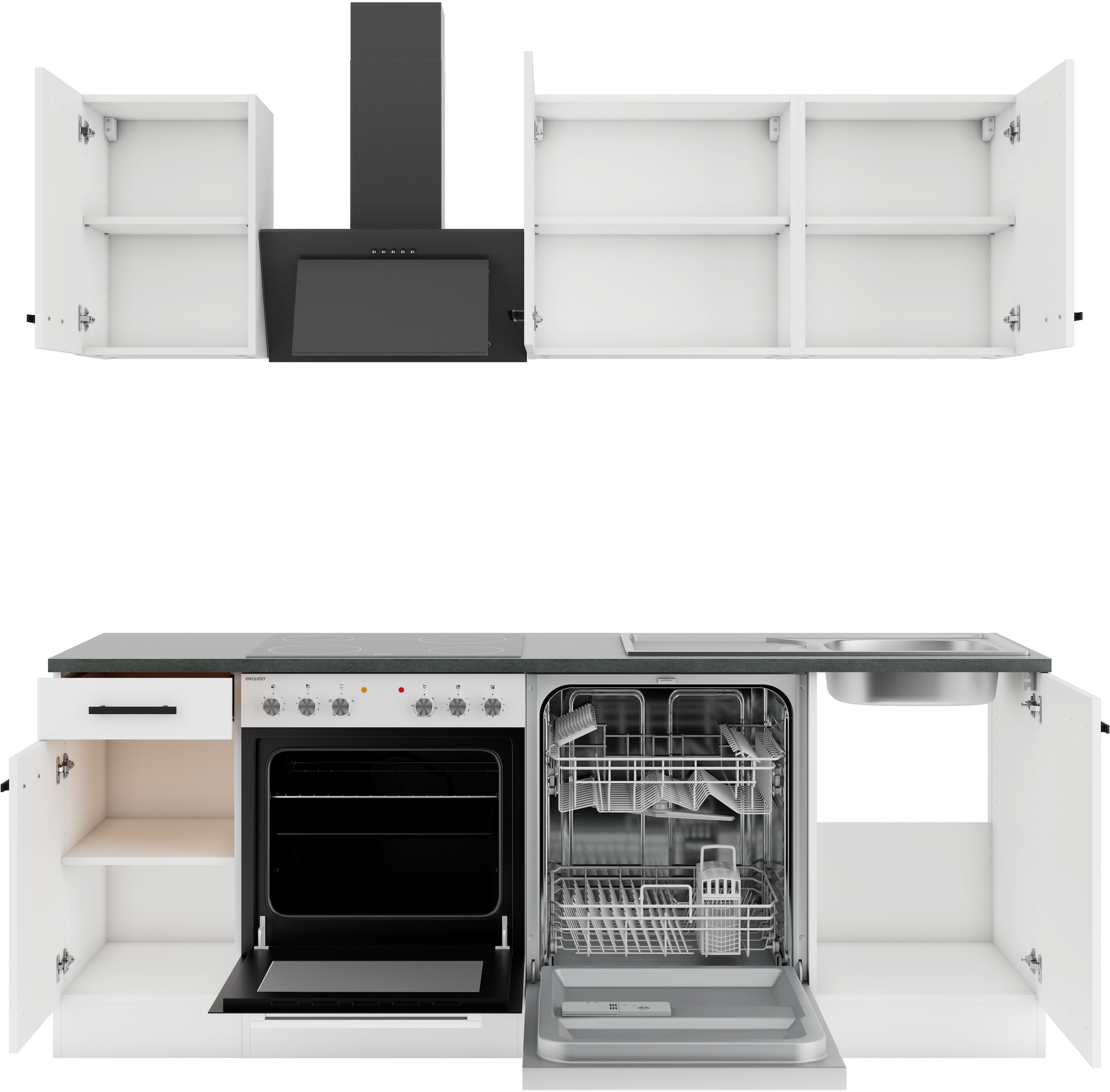 OPTIFIT Kitchenette »Palma« Breite 210 cm, wahlweise mit E-Geräten, seitenverkehrt stellbar