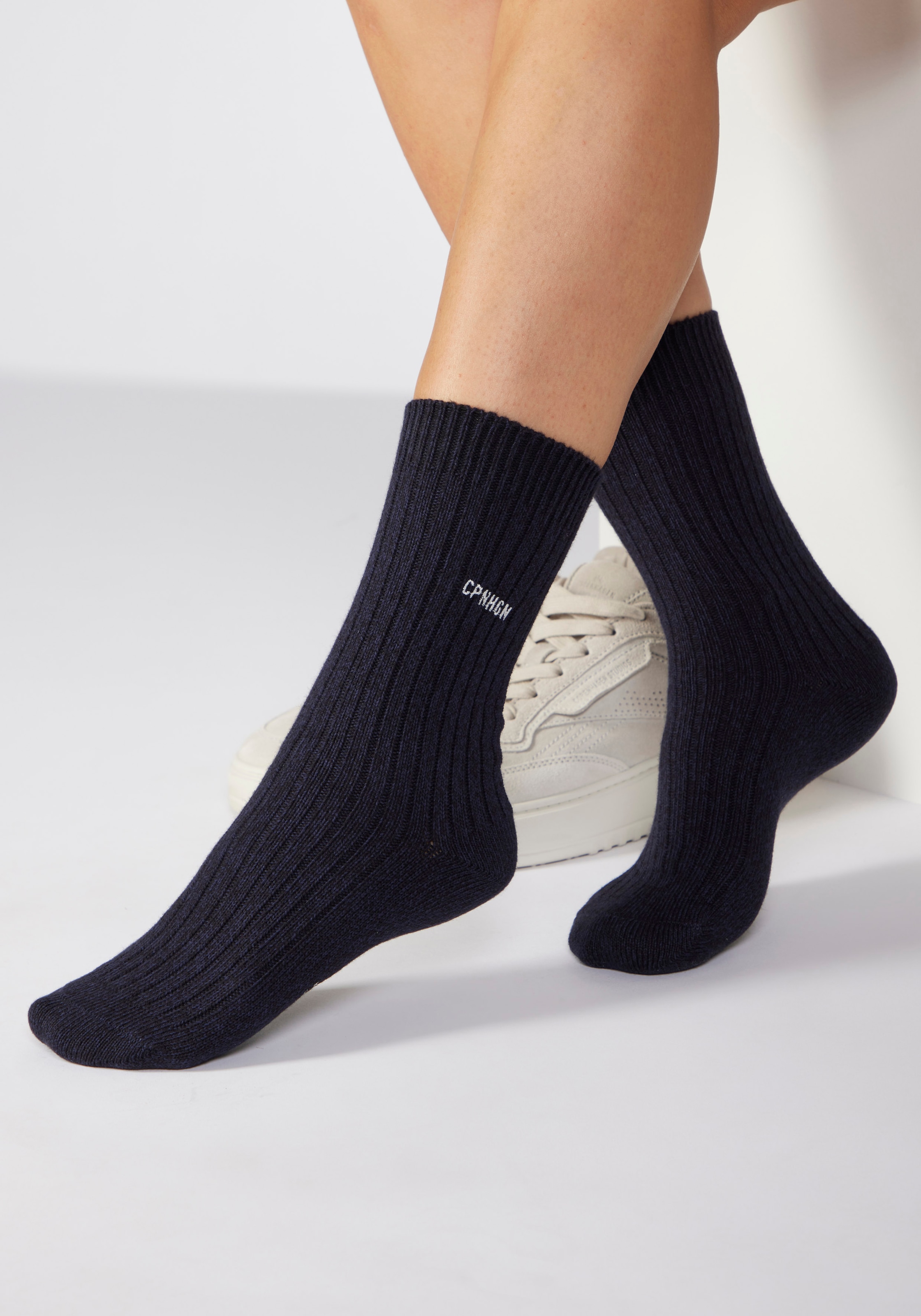 Copenhagen Studios Chaussettes basiques 1 Couple tlg. gerippt mit Logo Stickerei
