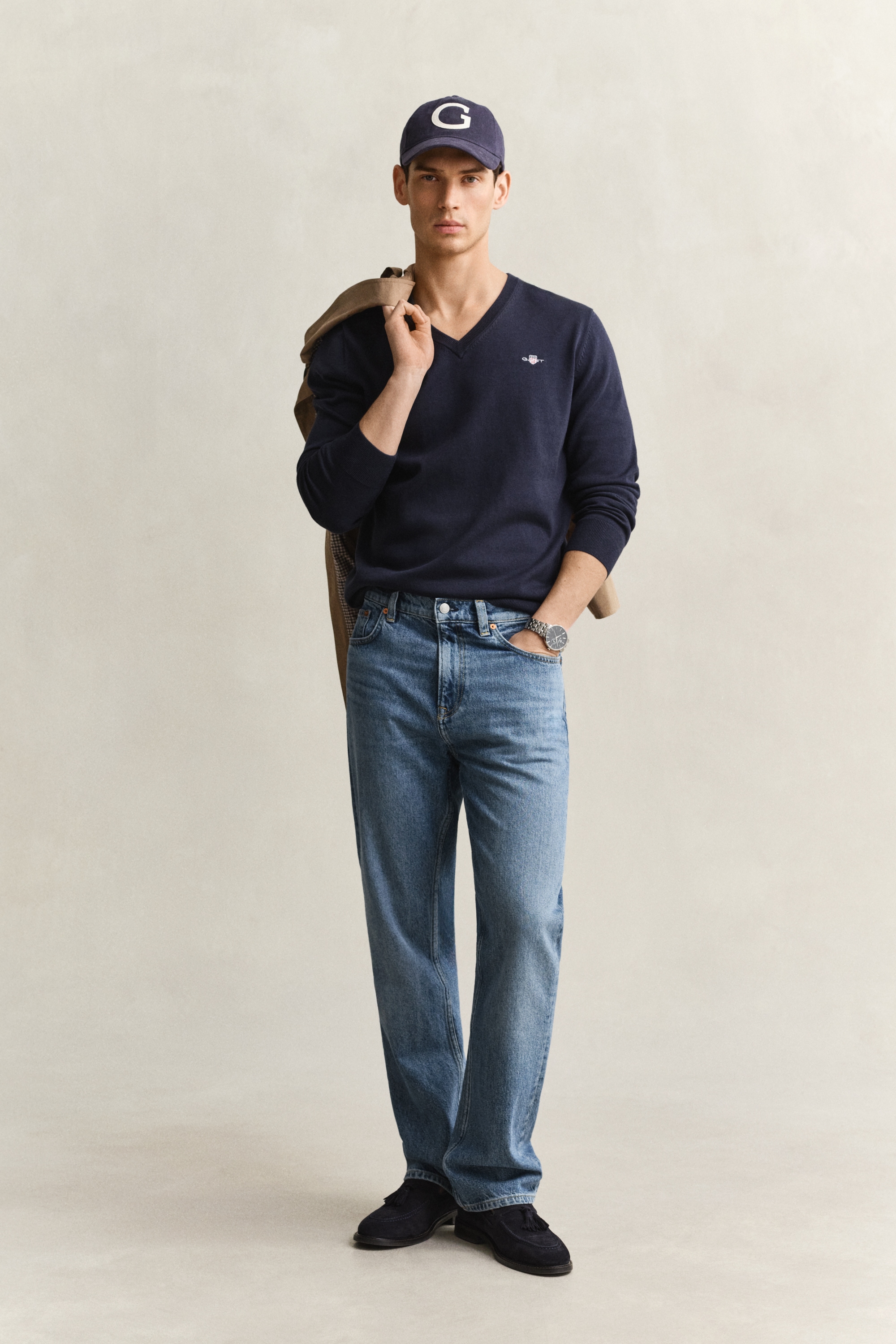 Gant Pull col V »CLASSIC COTTON V-NECK« coupe régulière avec col en V