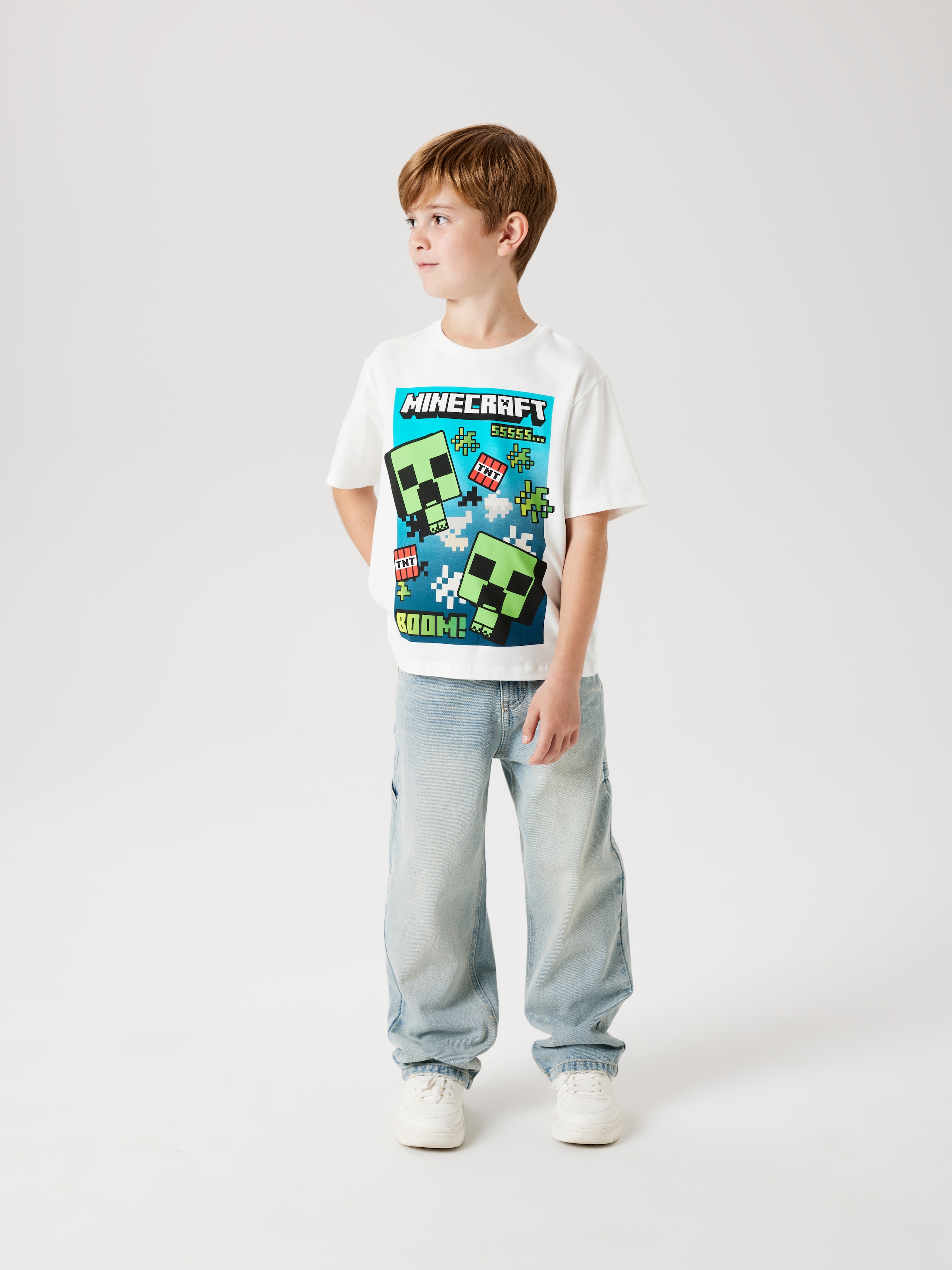 Name It T-shirt »NKMMUS für Jungen mit Minecraft-Print und elastischem Bund« regular fit, Jersey, Rundhals, Print