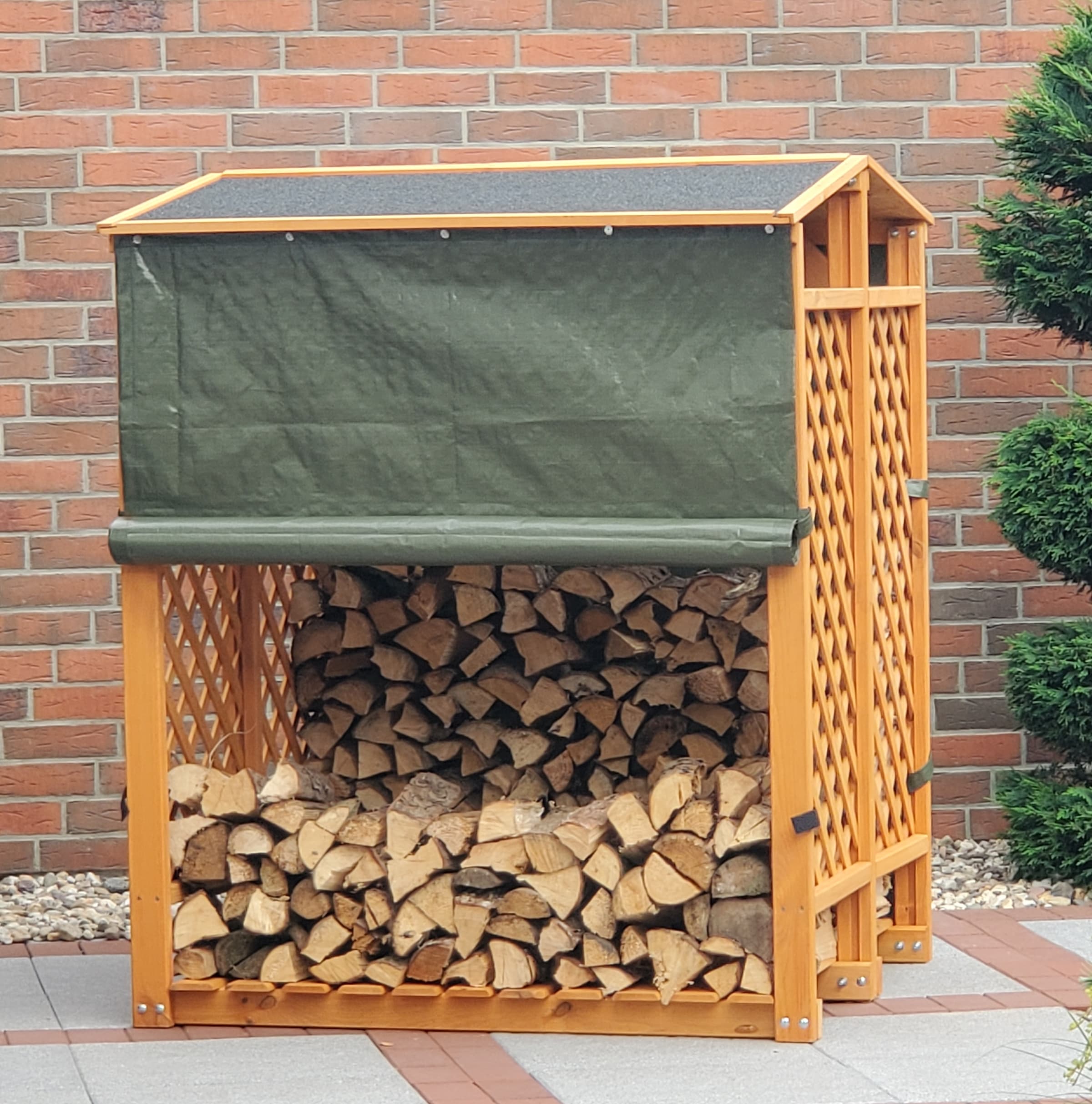 promadino Étagère pour bois de cheminée avec protection contre les intempéries