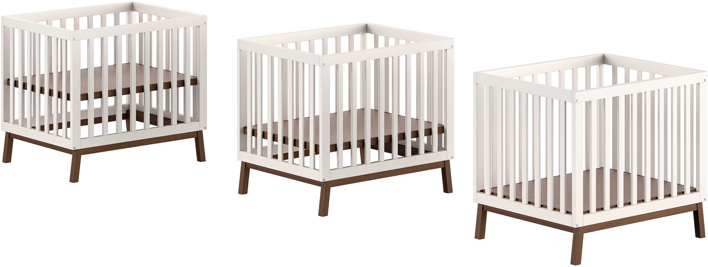 Vipack Parc pour bébé »Sezane, Spiel- und Kuschelfläche 75 x 95 cm, 3-fach höhenverstellbar« bis 15 kilos Couleur argile, talon couleur noyer ou pin massif couleur noyer