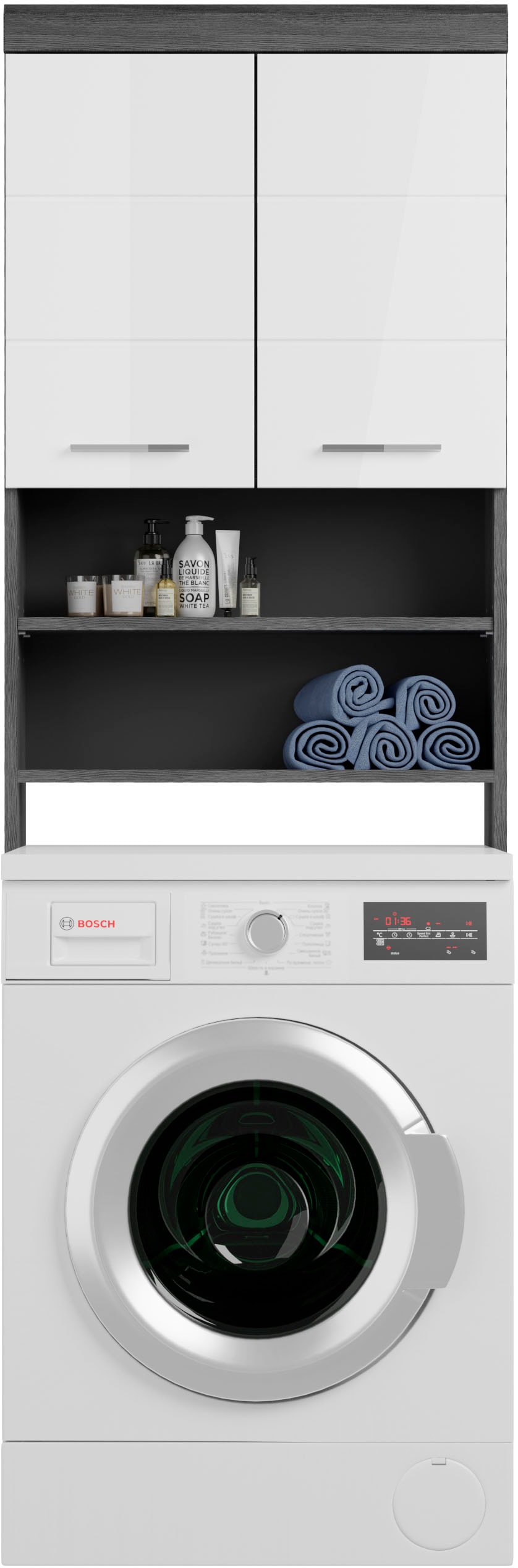 INOSIGN Waschmaschinenumbauschrank »SIENA, Breite 63cm, für Waschmaschine & Trockner, 2 Türen, MDF-Front« TOPSELLER!,  in verschiedenen Farben, Überbauschrank, Umbauschrank, Badschrank