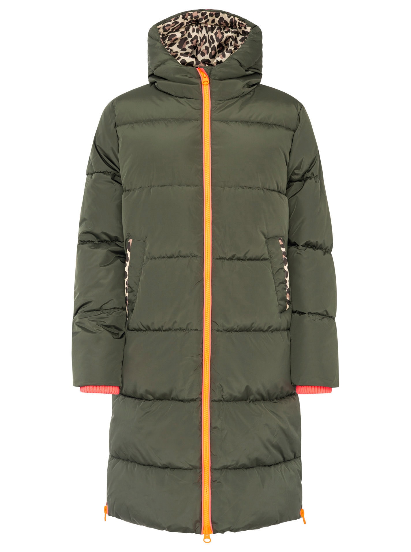 Zwillingsherz Manteau matelassé »„Leo Kapuze“« capuche avec doublure léopard, fermeture éclair, poches, poignets élastiques