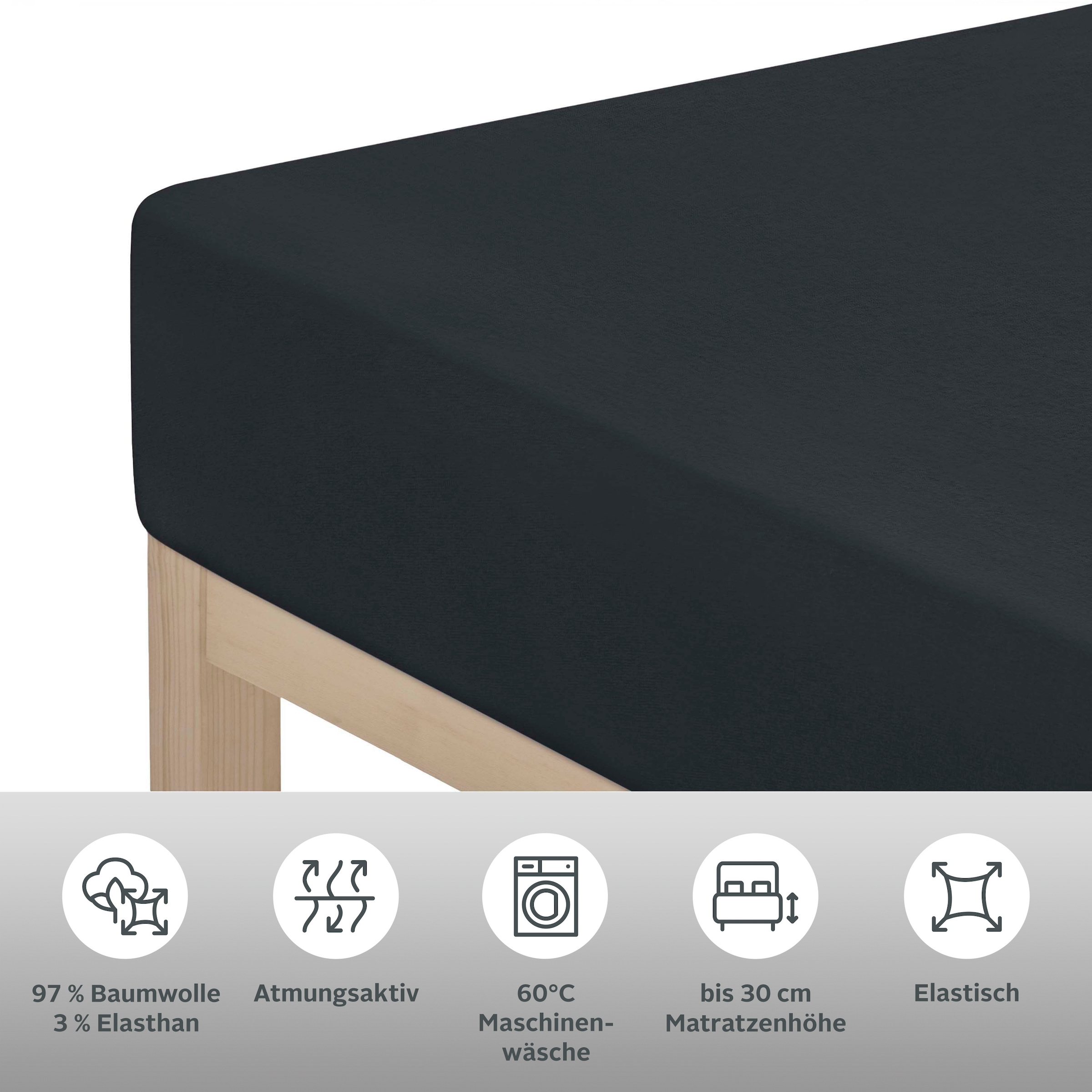 GOODproduct Spannbettlaken »SOUCY aus Baumwolle mit Elasthan, 160 g/m²« Premium Bettlaken für Matratzen bis 30 cm Höhe, optimale Passform