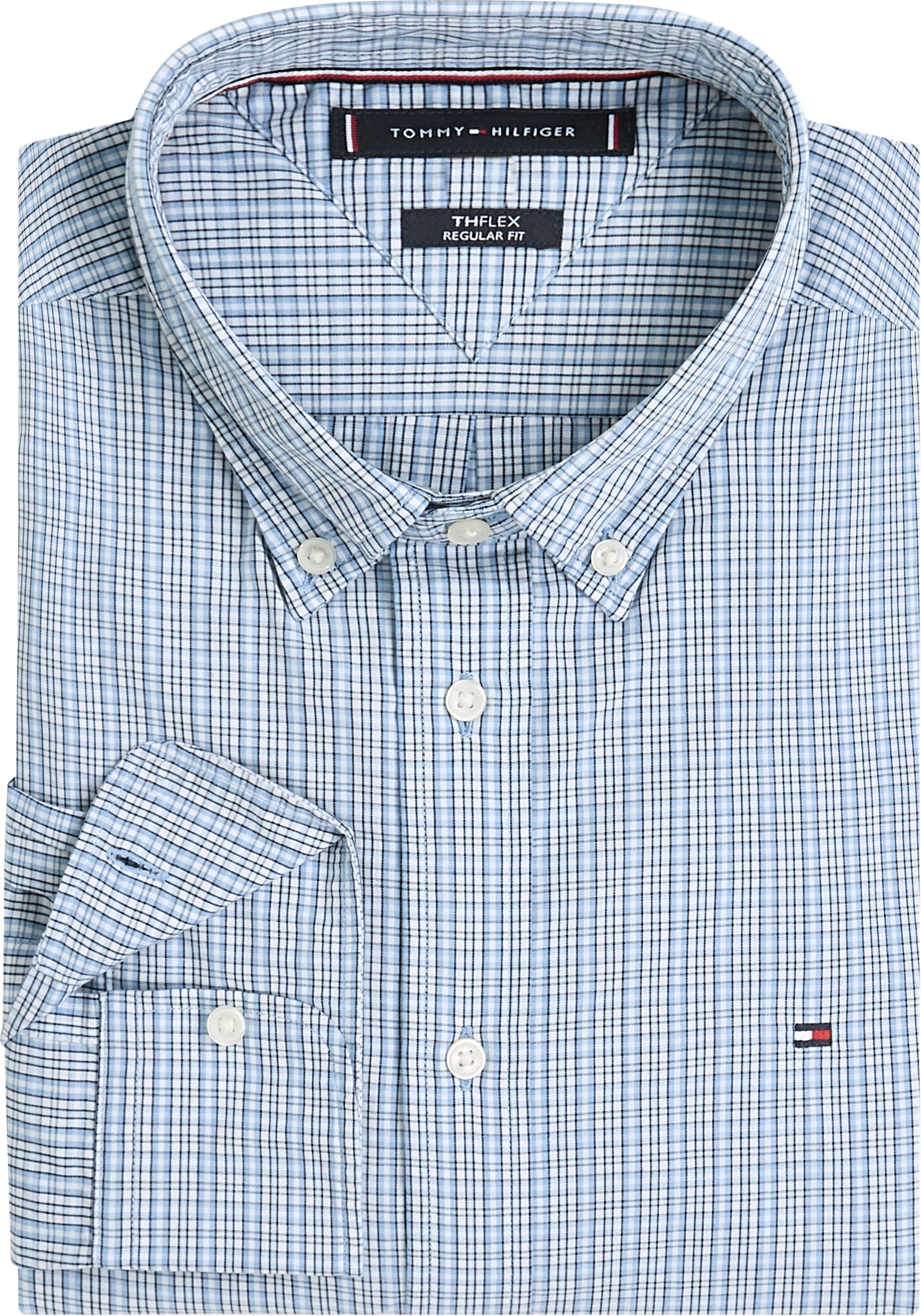 Tommy Hilfiger Langarmhemd »FLEX POPLIN SMALL TARTAN SHIRT« regular fit, kleinkariert, Button-down-Kragen
