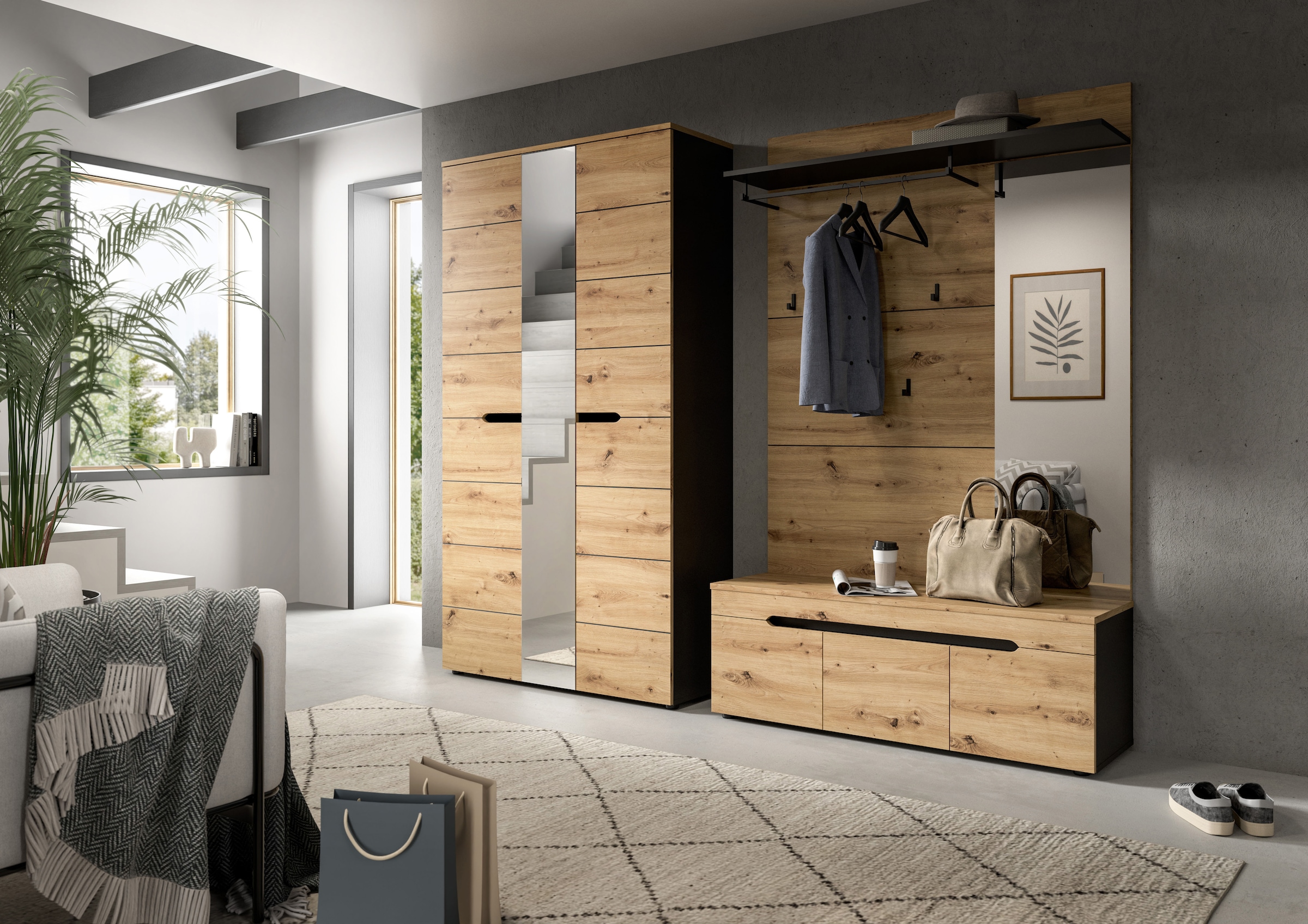 Home affaire Banc »REHAT, TOPSELLER!, Breite 120cm, 3 Türen, 4 Fächer« Platz für ca. 10 Schuhpaare,  Garderobenbank, Flurbank, Dielenbank, Bank mit Stauraum, Bank
