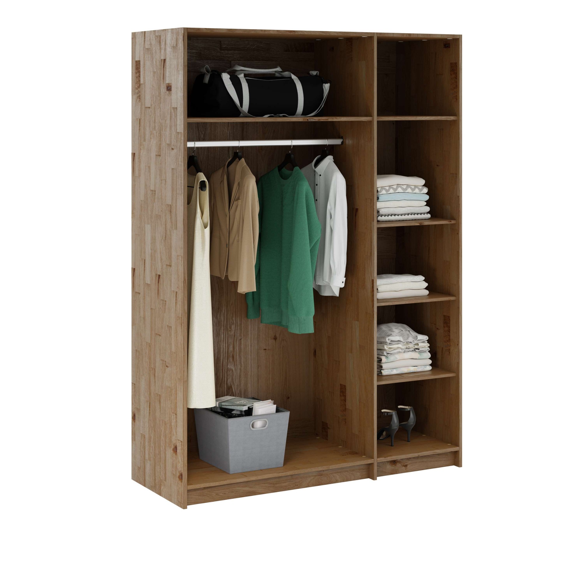 GOODproduct Armoires à vêtements »Huven aus Massivholz Eiche im Scandi Stil – geräumig mit viel Stauraum« Intemporel et durable, version CLASSIC incluant des semelles intérieures, H : 218 cm