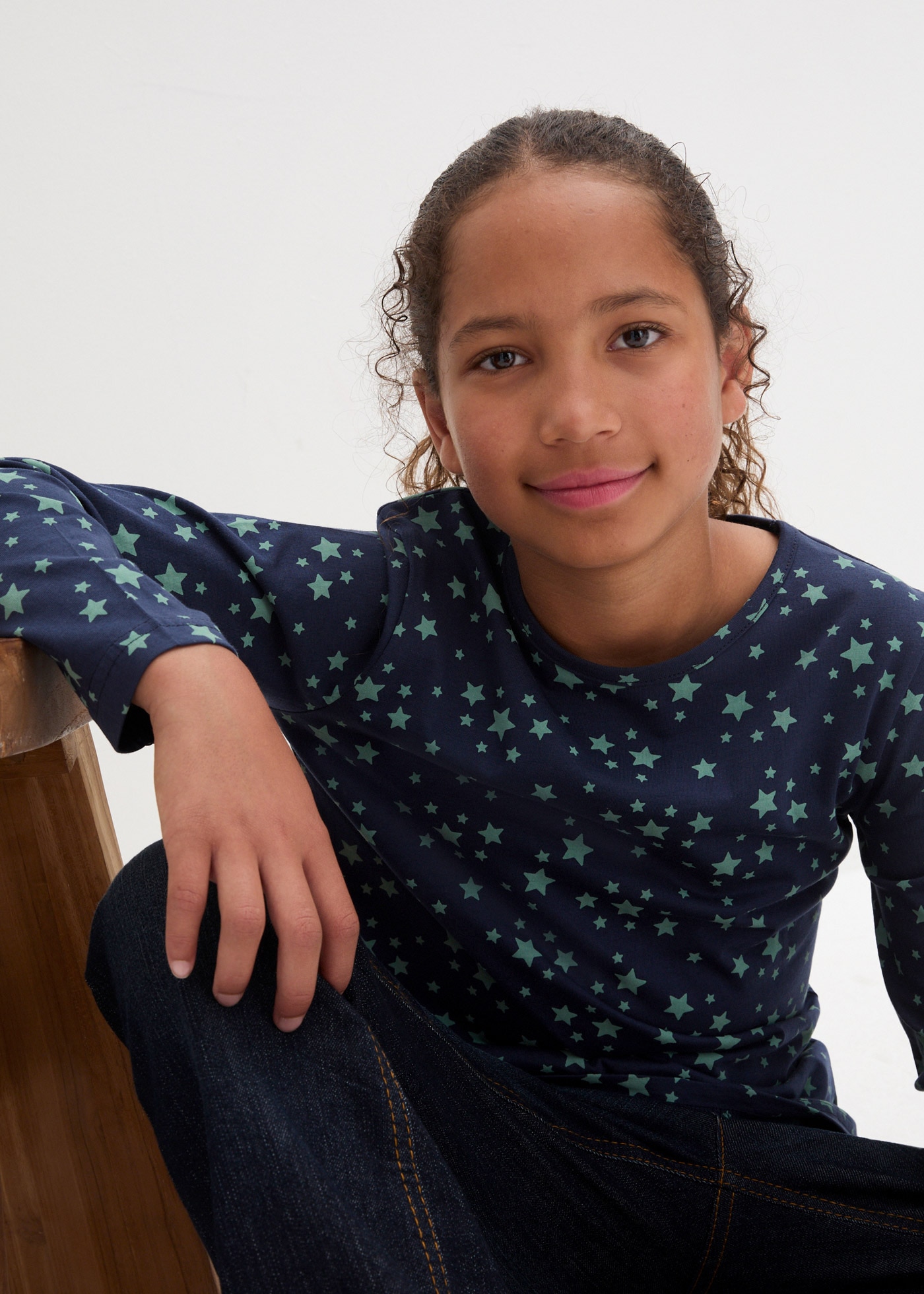 bonprix T-shirt à manches longues Packung, 3, 3 cuis schmale Passform, Langarm-Ärmel, aus Baumwolle