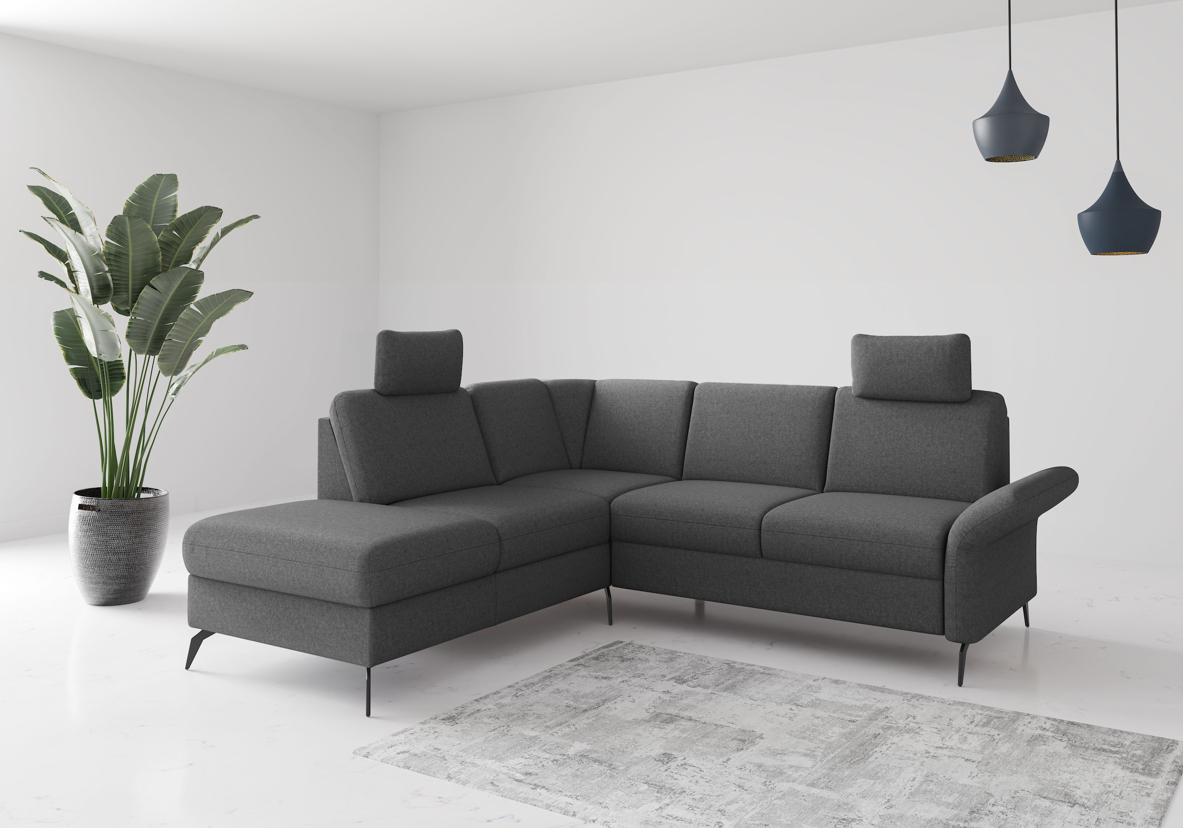 Home affaire Canapé d'angle »Rochelle« wahlweise mit Bettfunktion, Bettkasten und Armteilverstellung