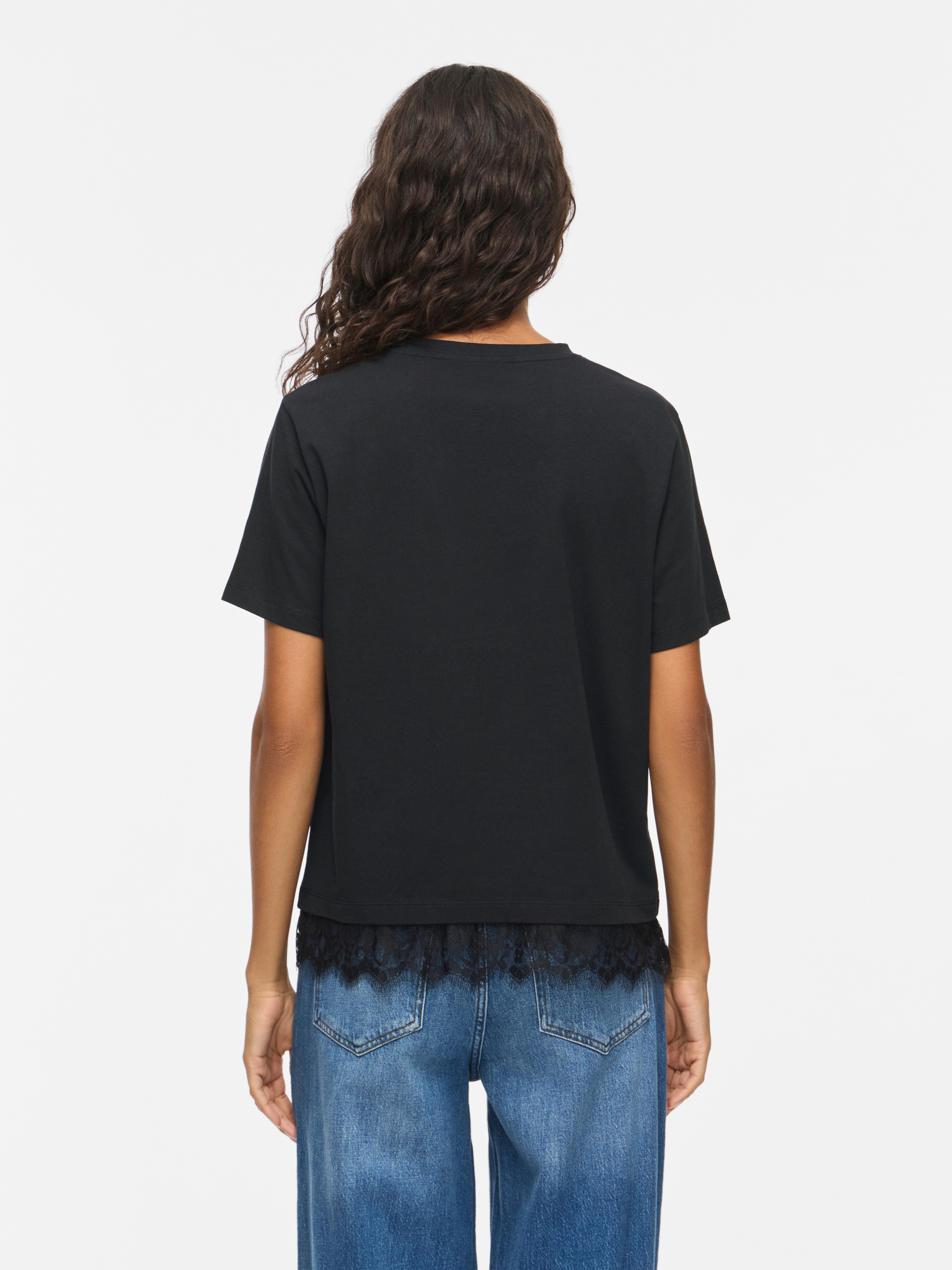 Vila T-shirt »VINORA S/S LACE T-SHIRT - NOOS« mélange de coton,