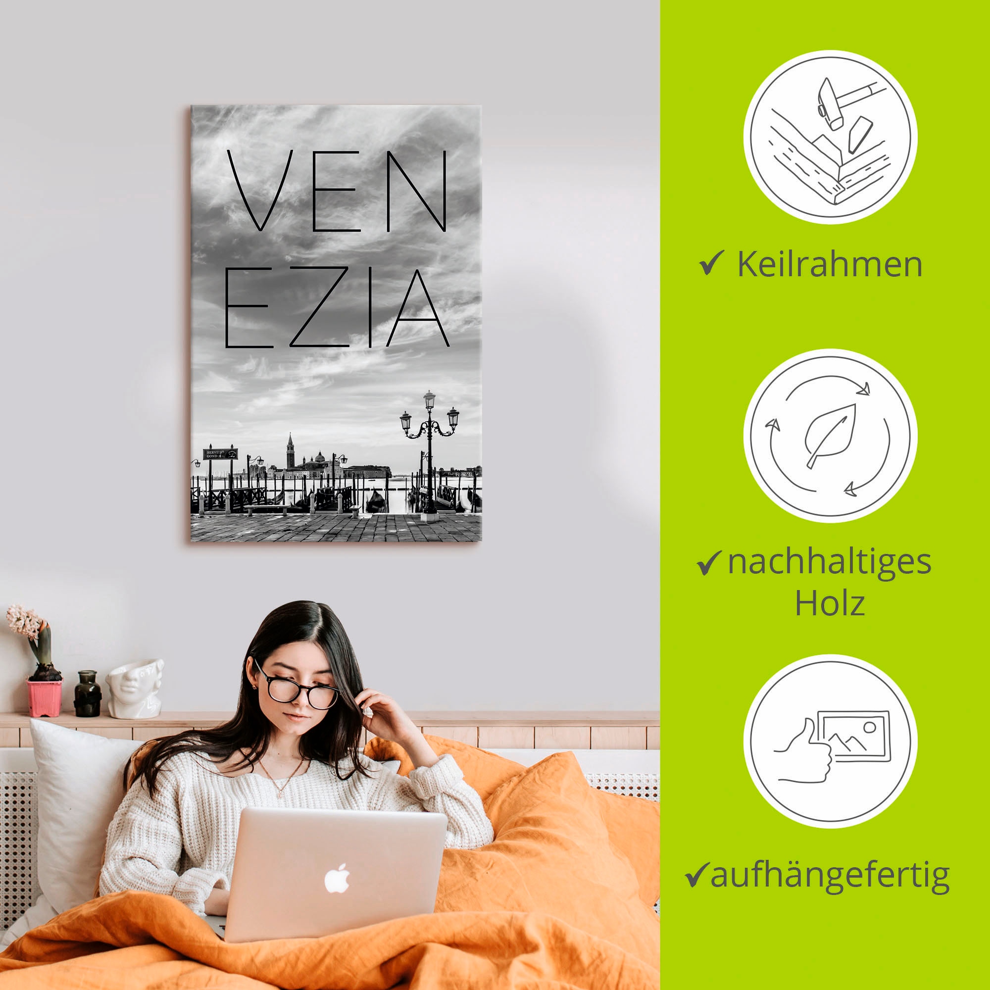 Artland Wandbild »Gondeln am frühen Morgen in Venedig« Venedig 1 Stk. tlg. als Leinwandbild in verschied. Grössen