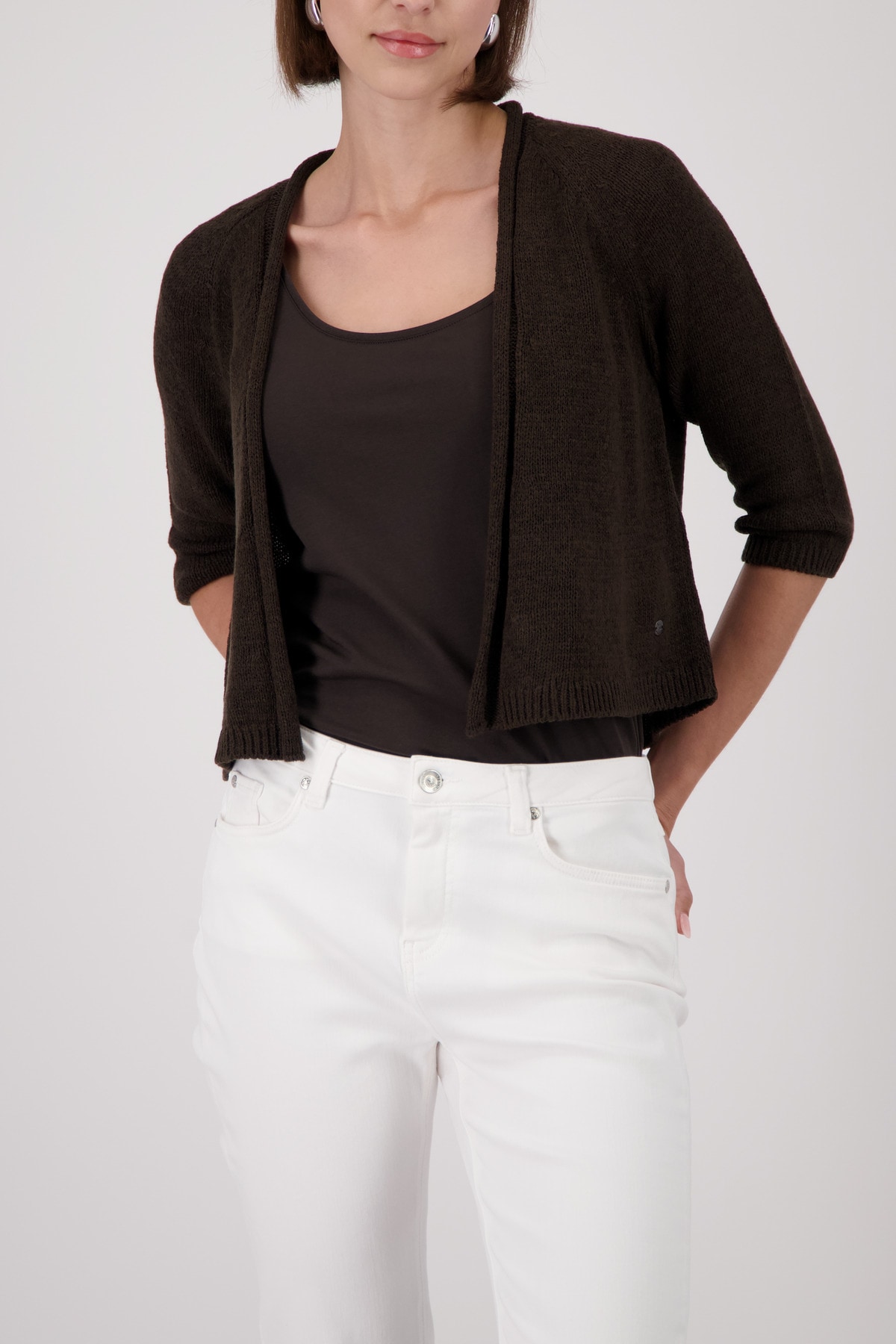 Monari Veste en tricot »Jacke Stricküberwurf Basic« à manches mi-longues