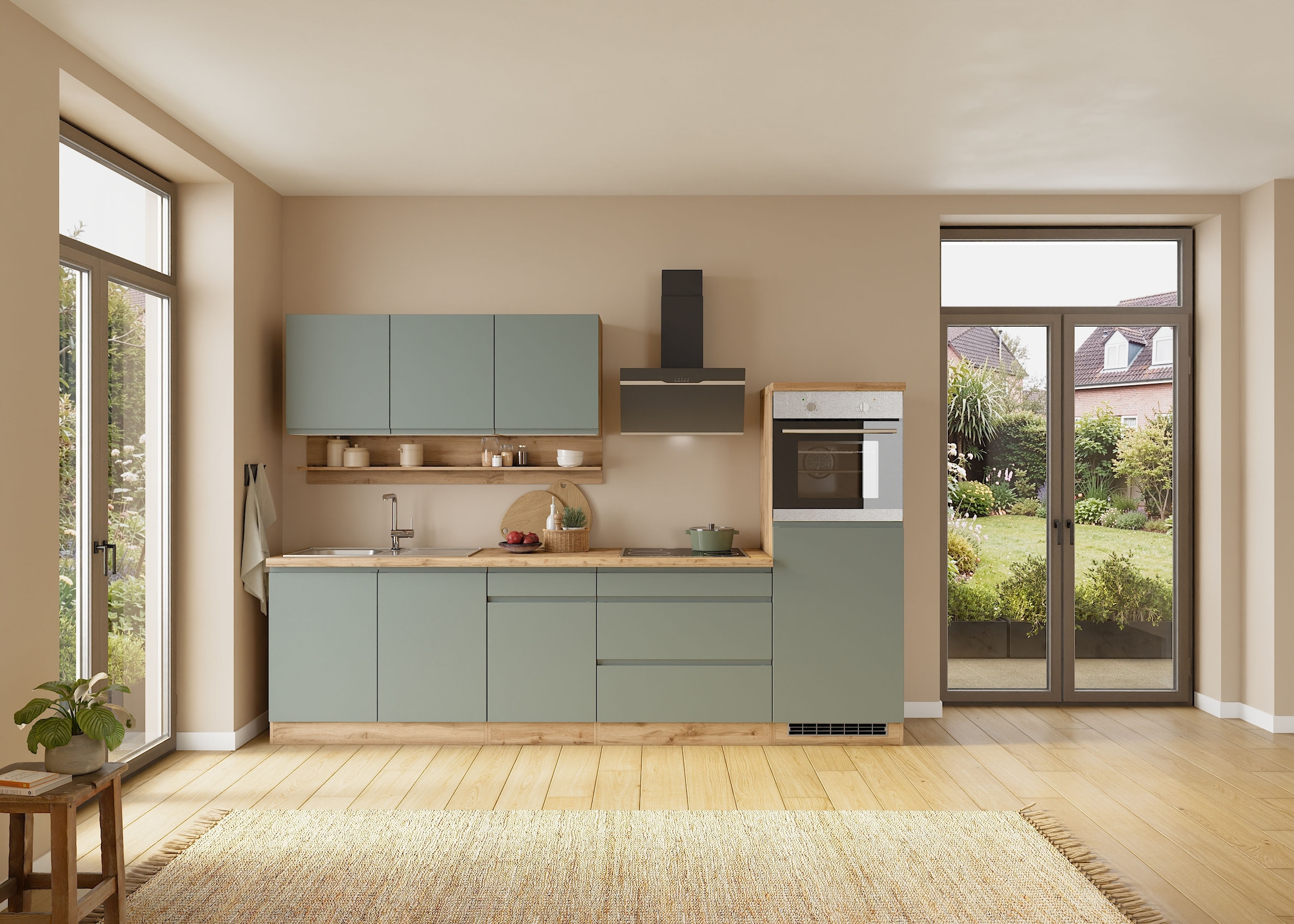 KOCHSTATION Armoire d'encastrement pour table de cuisson »KS-Virginia,neu in verbesserter Ausführung« Rangement, Softclose,  Largeur 80 cm, hauteur 86 cm, tiroirs softclose