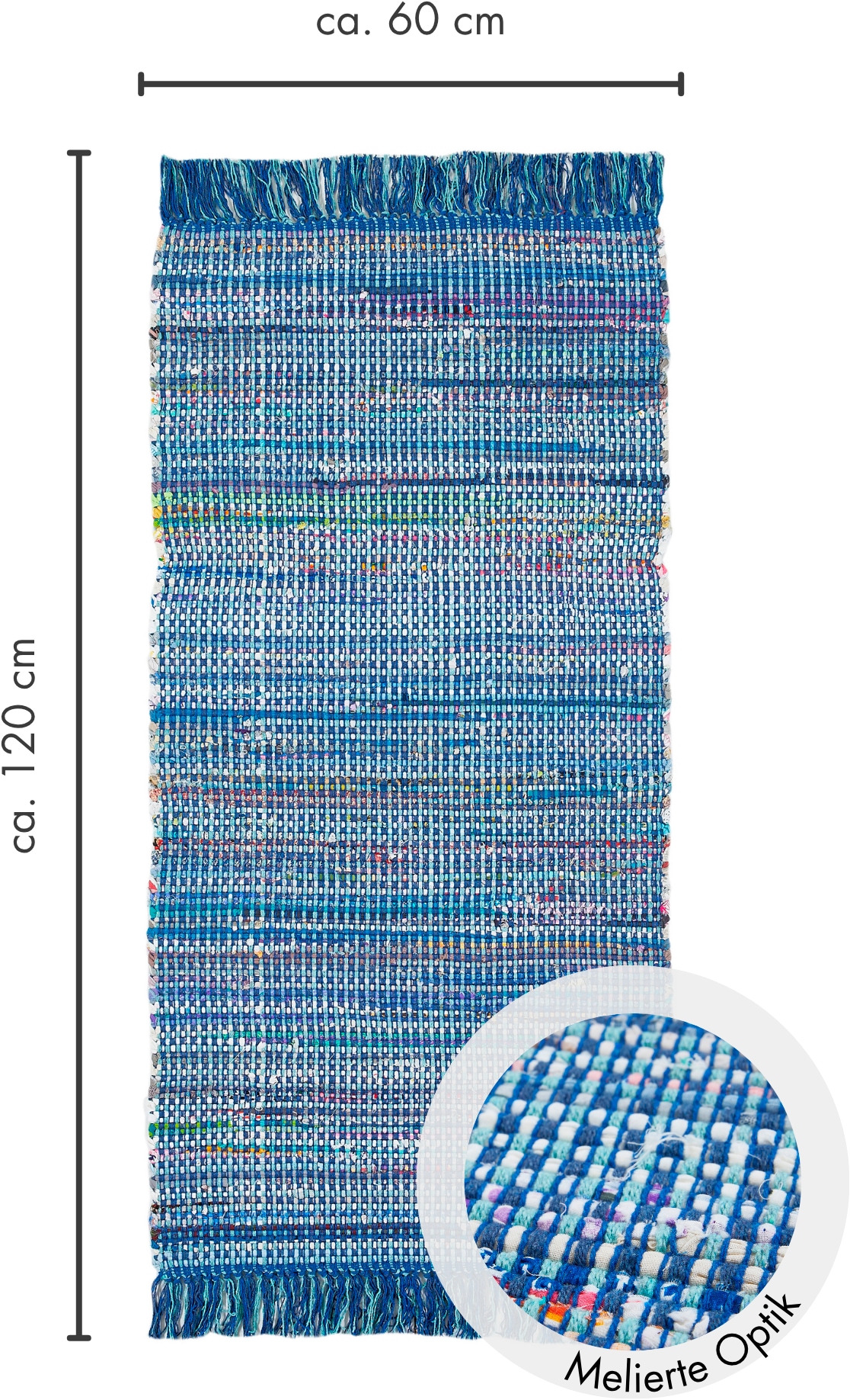 Andiamo Teppich »Frida« rechteckig 8 mm Höhe Handweb Teppich, Fleckerl, reine Baumwolle, handgewebt, mit Fransen