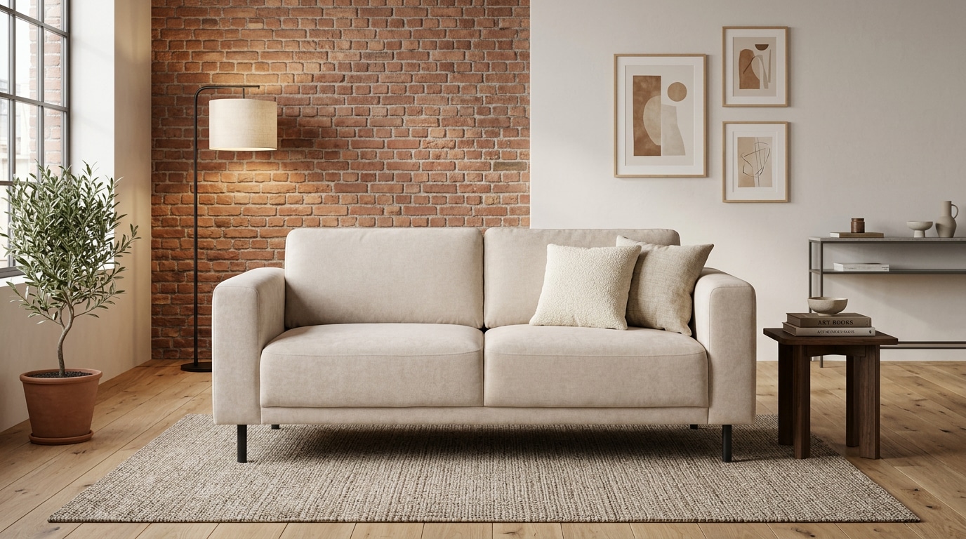 GOODproduct 2,5-places »Sveeva, Kompaktsofa, B.183 cm, schwarze Metallfüsse« tissu structuré durable, avec suspension ondulée, plusieurs couleurs