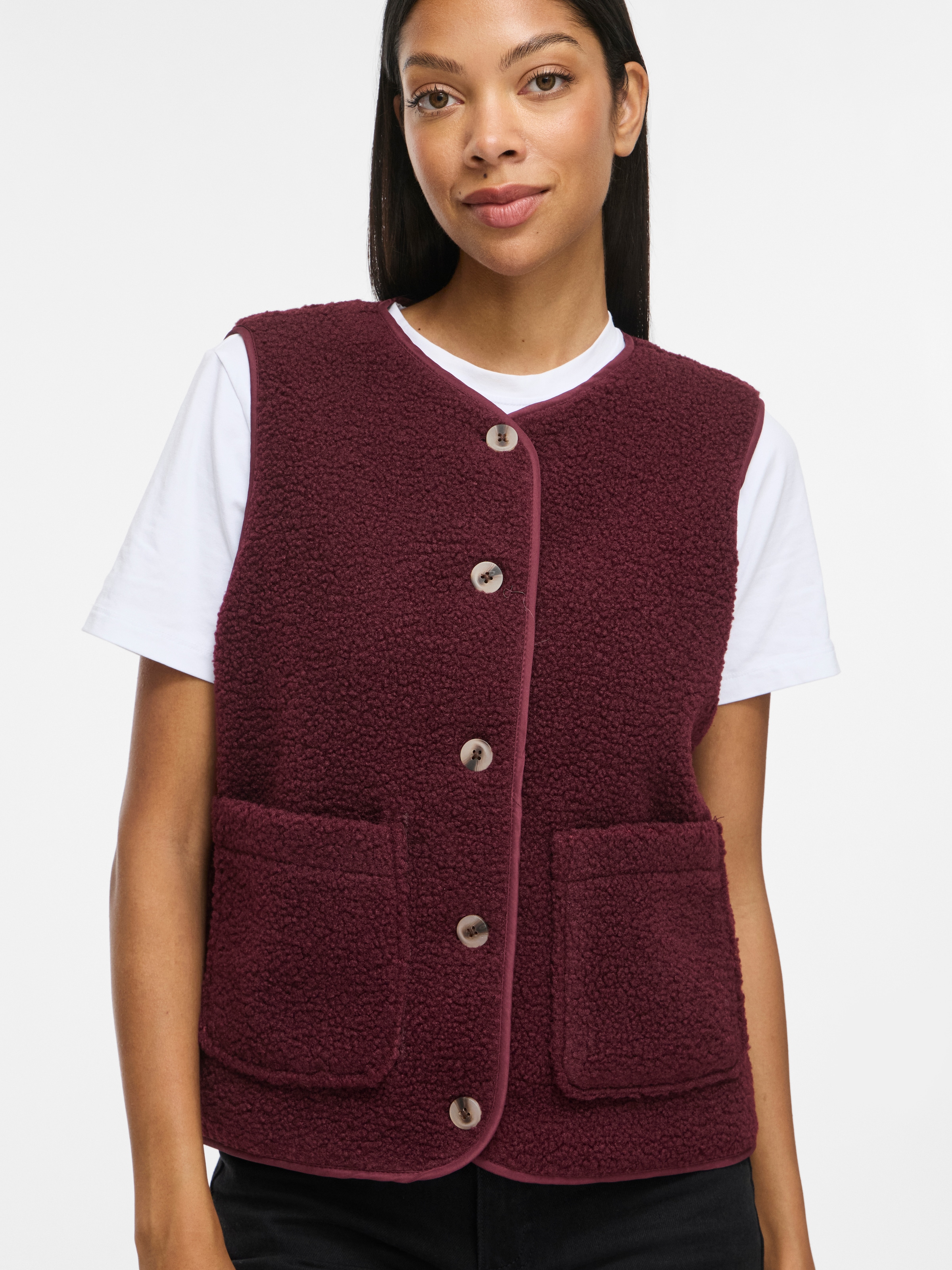 Vila Gilet en peluche »VIADA TEDDY WAISTCOAT - NOOS« Peluche, fibre synthétique, coupe régulière