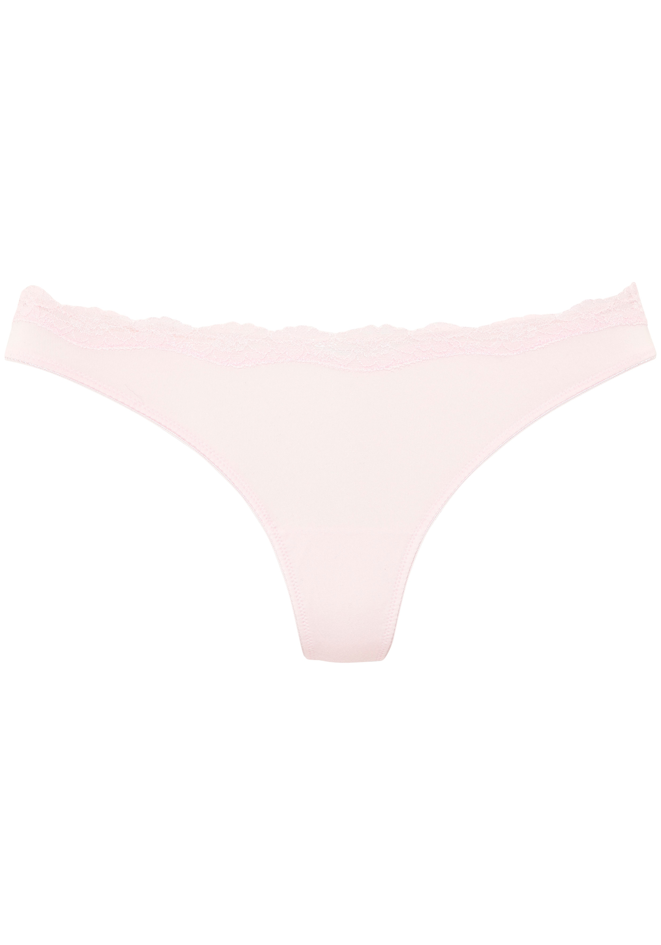 LASCANA String 3er-Pack,  aus elastischer Baumwolle mit zarter Spitze
