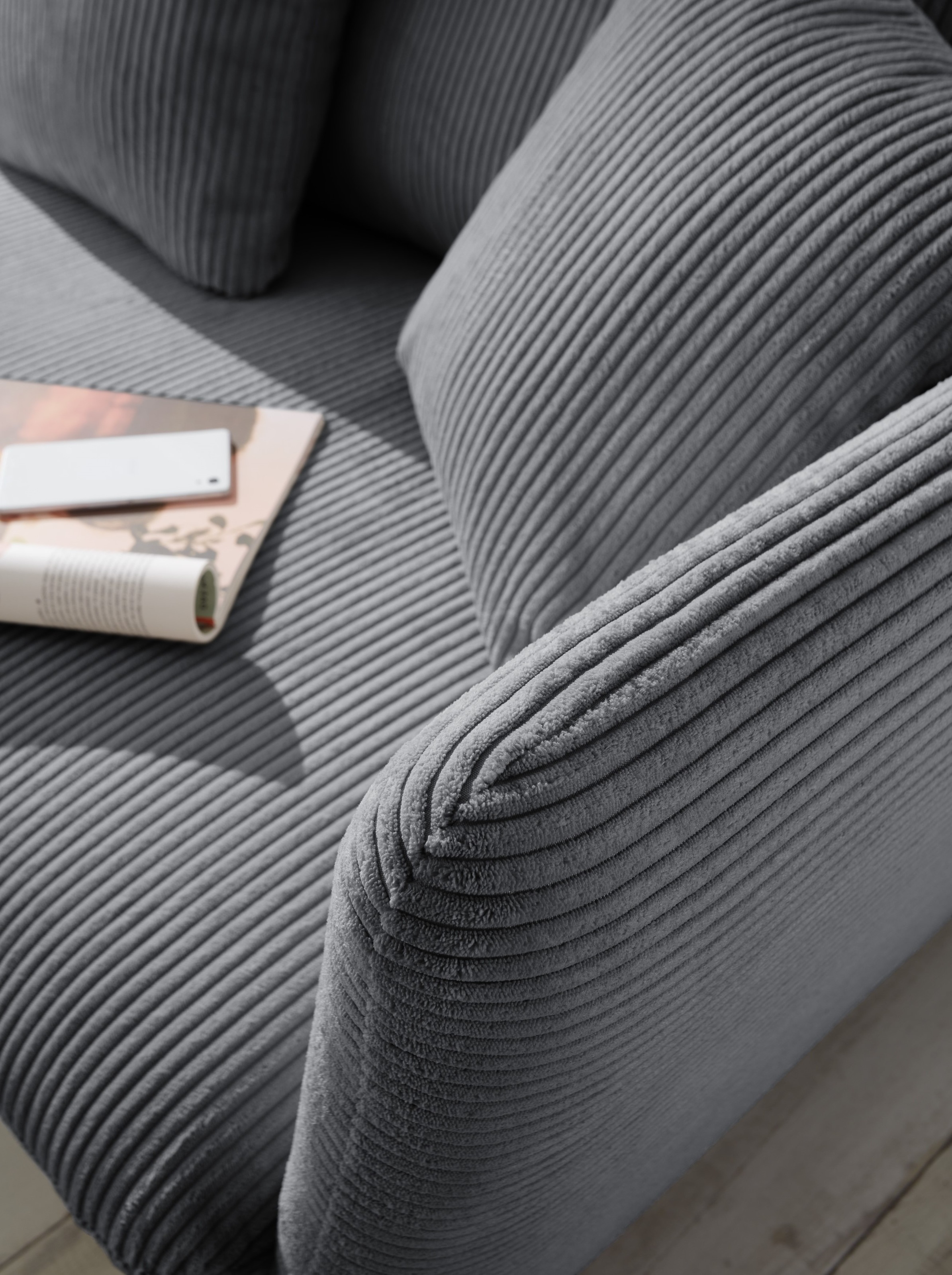 GOODproduct Canapé d'angle »MERLE, 258 cm, L-Form, traumhafter Cord,« mit Bettfunktion und Bettkasten, Liegefläche 224 x 139