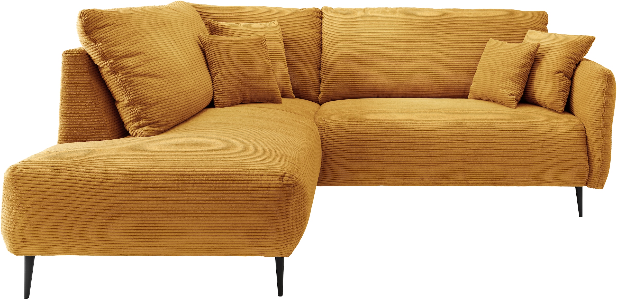 Home affaire Ecksofa »Lazio modern und bequem, schmale Armlehnen, tolle Detailverarbeitung« zwei verschiedene Fussfarben wählbar