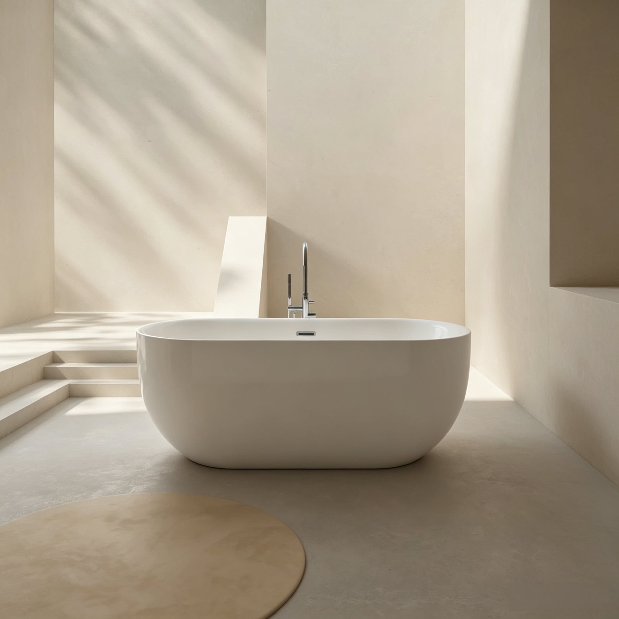 welltime Badewanne »Setubal« Höhe 62 cm mit Ablaufstöpsel | verstellbare Füsse | Überlauf wandanliegend, aus hochwertigem Sanitäracryl, mit Pop Up Ventil