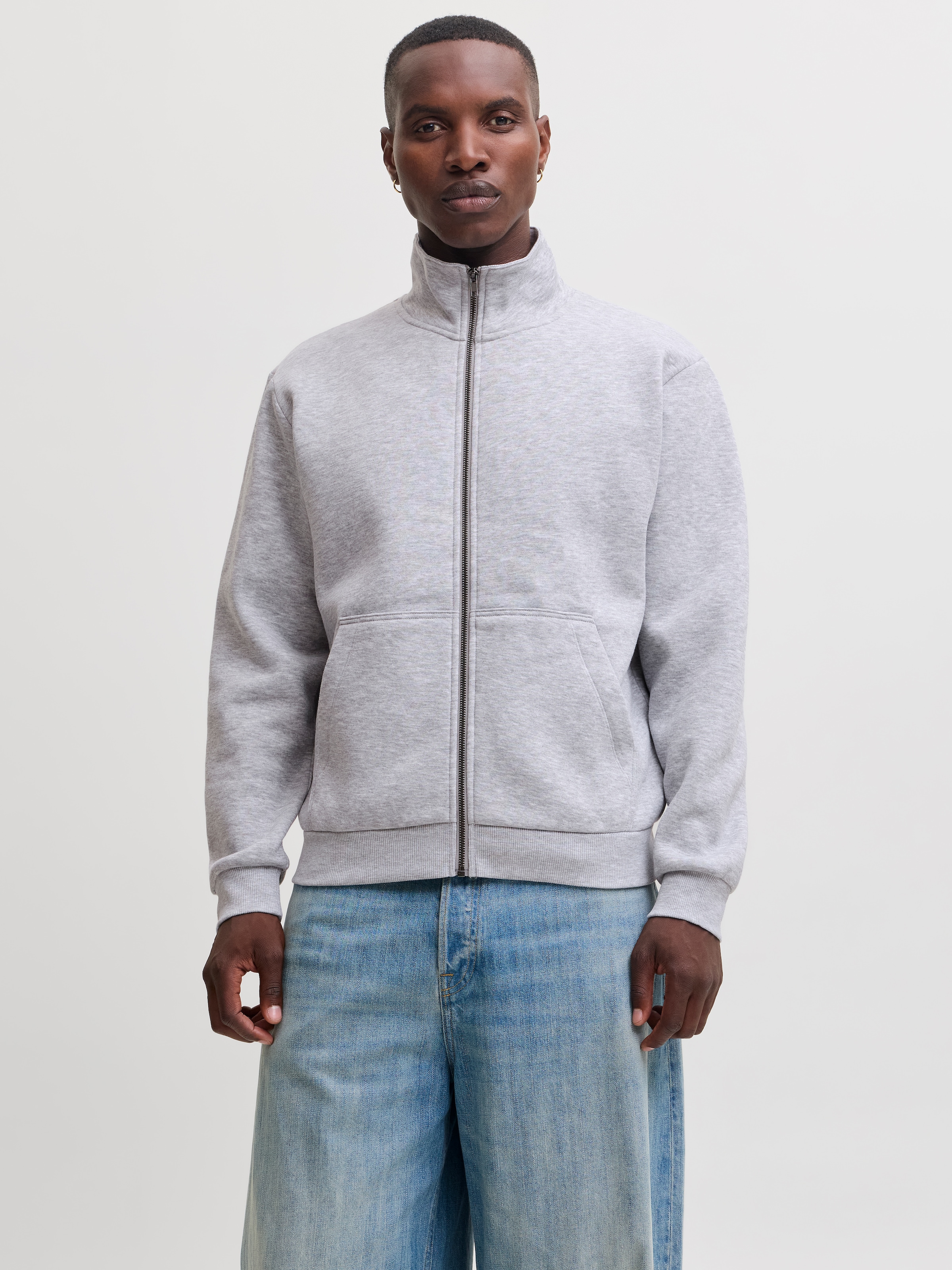 Jack & Jones Veste sweat »JJEBRADLEY SWEAT ZIP HN NOOS« mélange de matériaux, coupe régulière