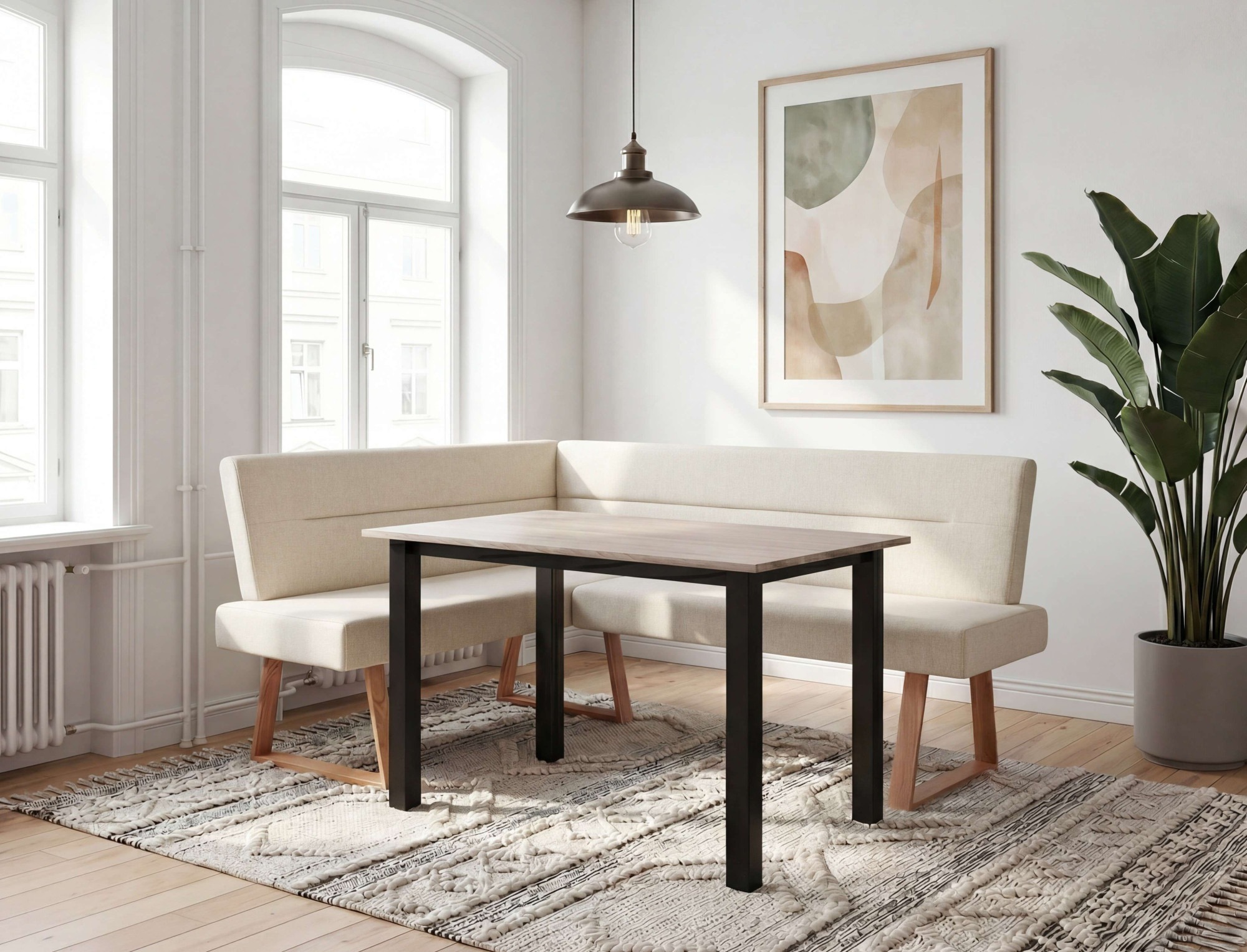 GOODproduct Eckbank »Emilia« Beine aus massiver Eiche, pflegeleichtem Webstoff Bezug, Breite 190 cm