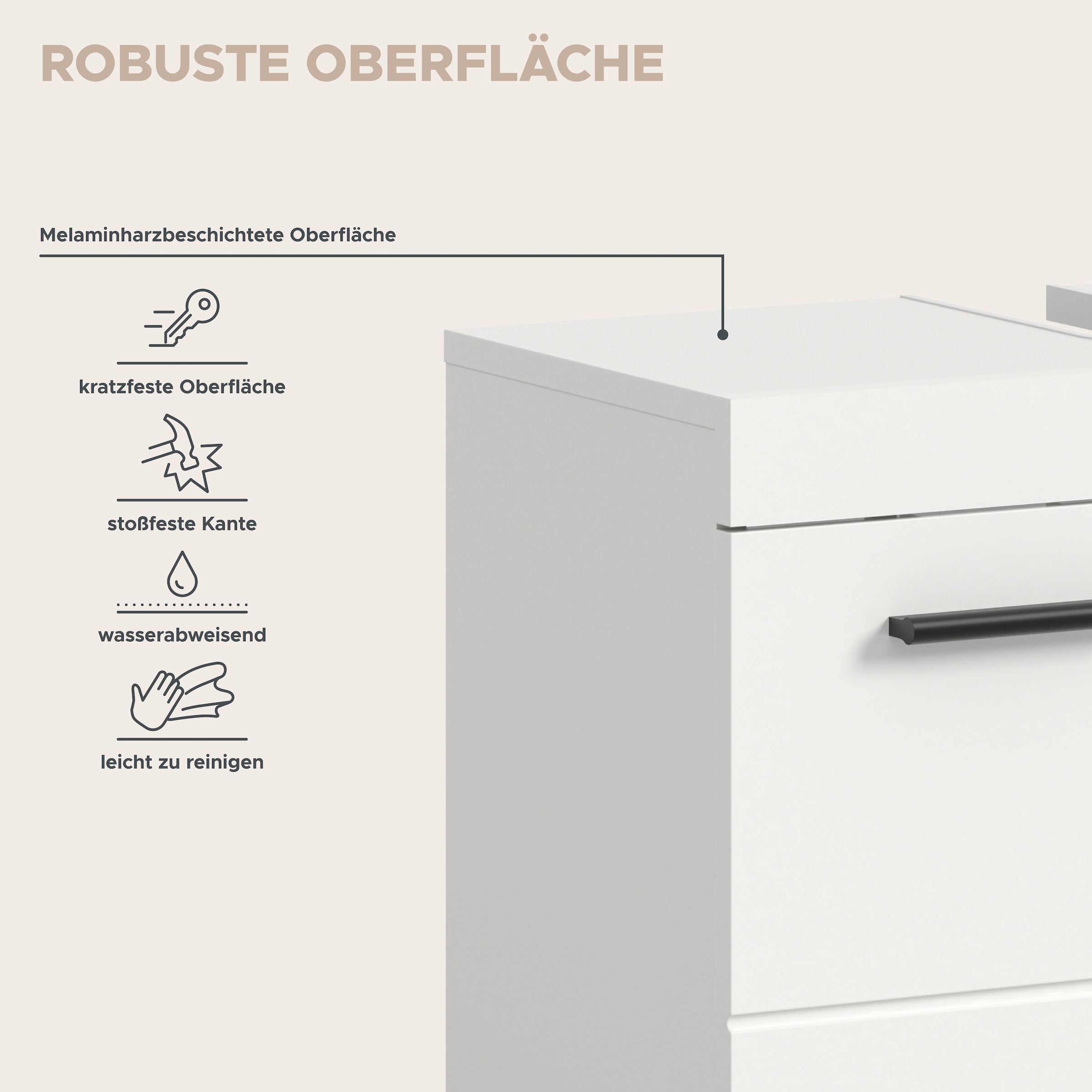 welltime Ensemble de meubles de salle de bain »AVON, Breite 60 cm, 2-teilige moderne Badkombination, auf Rollen« bestehend aus: Waschbeckenunterschrank & Spiegelschrank, 2 cuis tlg.
