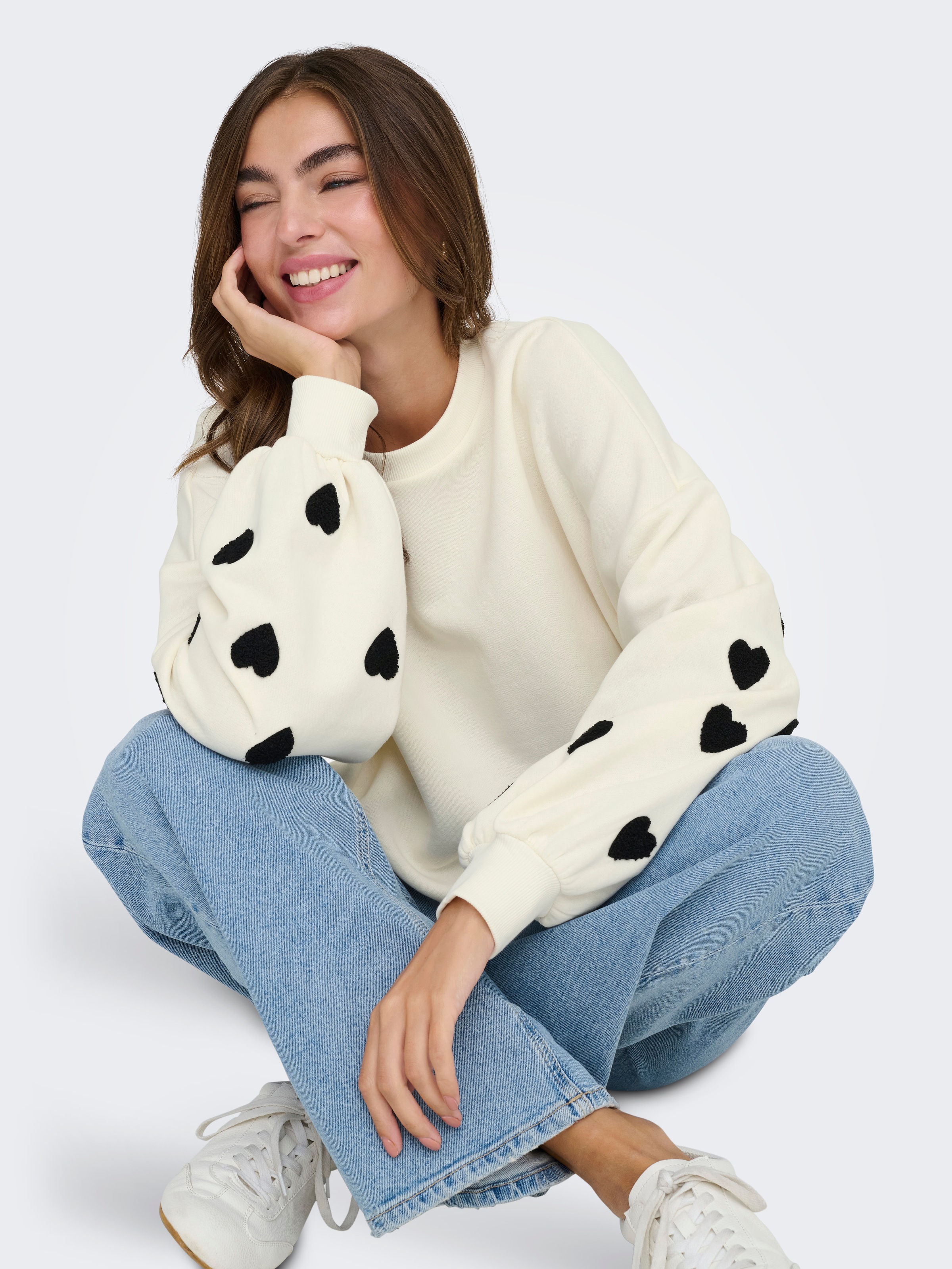 ONLY Sweat-shirt »ONLMACY L/S O-NECK BOX CC SWT«, mélange coton, coupe régulière
