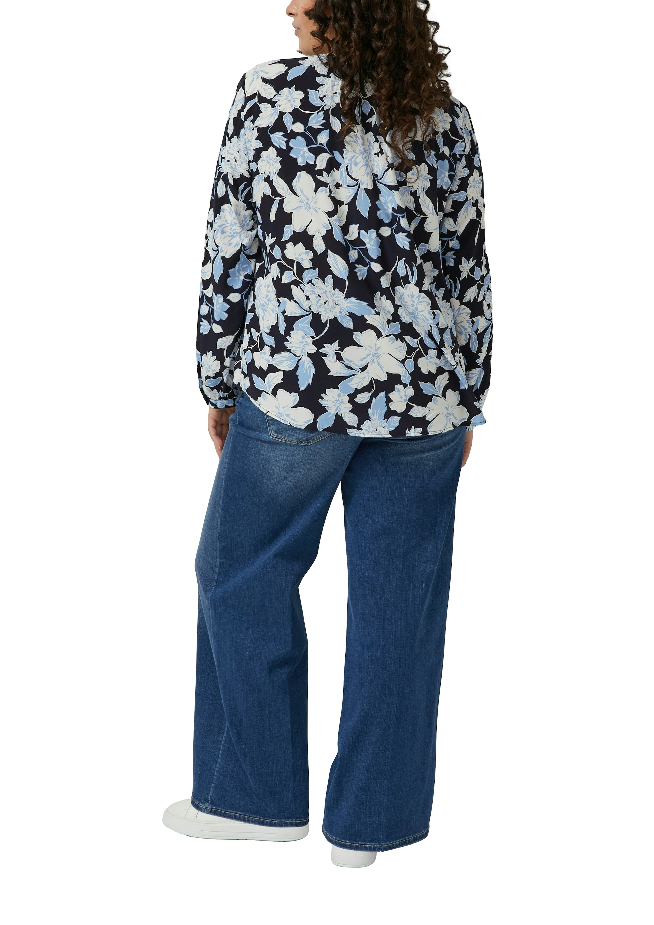 s.Oliver CURVE Blouse à manches longues à motif floral et en viscose pure