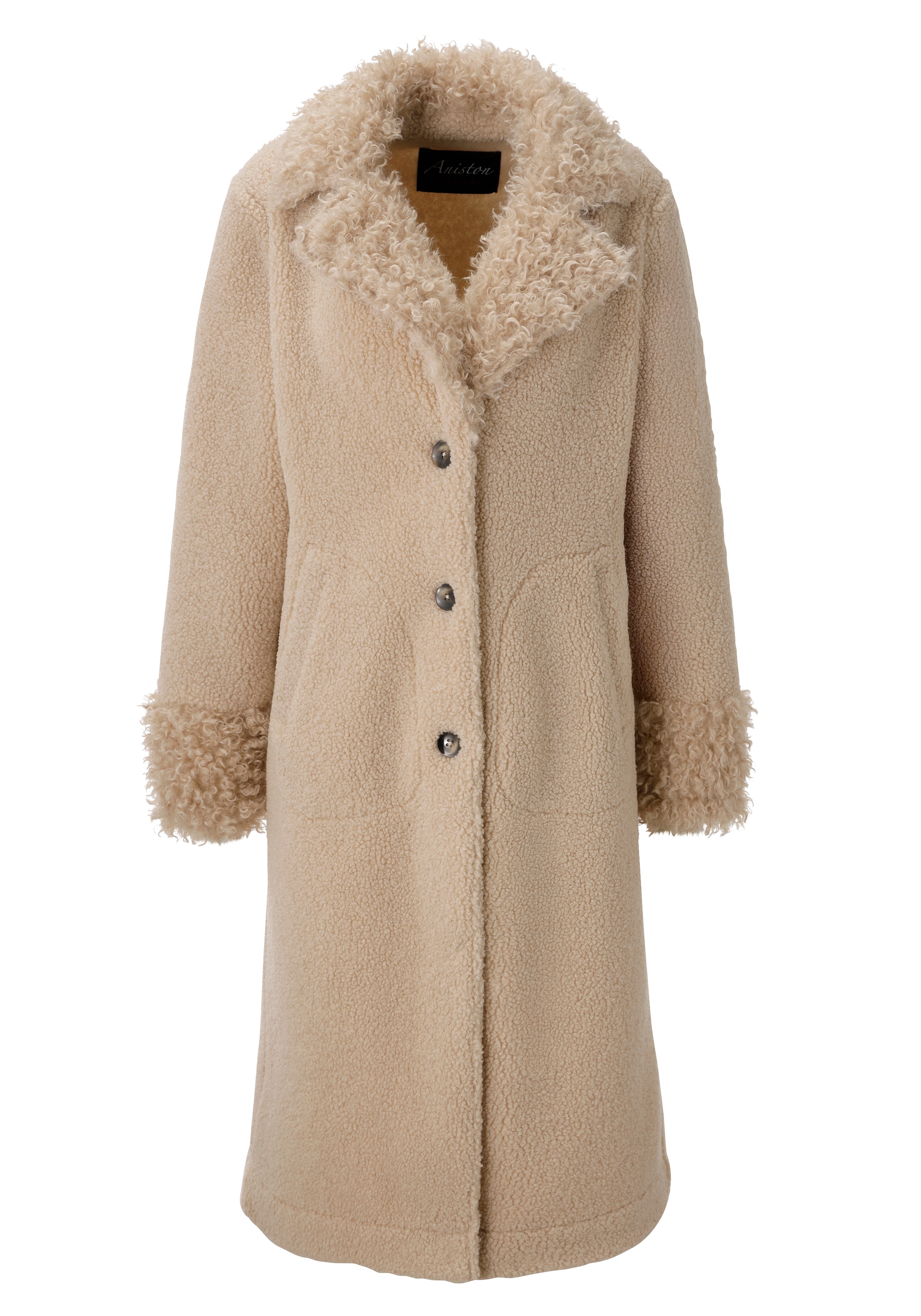 Aniston CASUAL Manteau long avec frisons au col revers et aux manches
