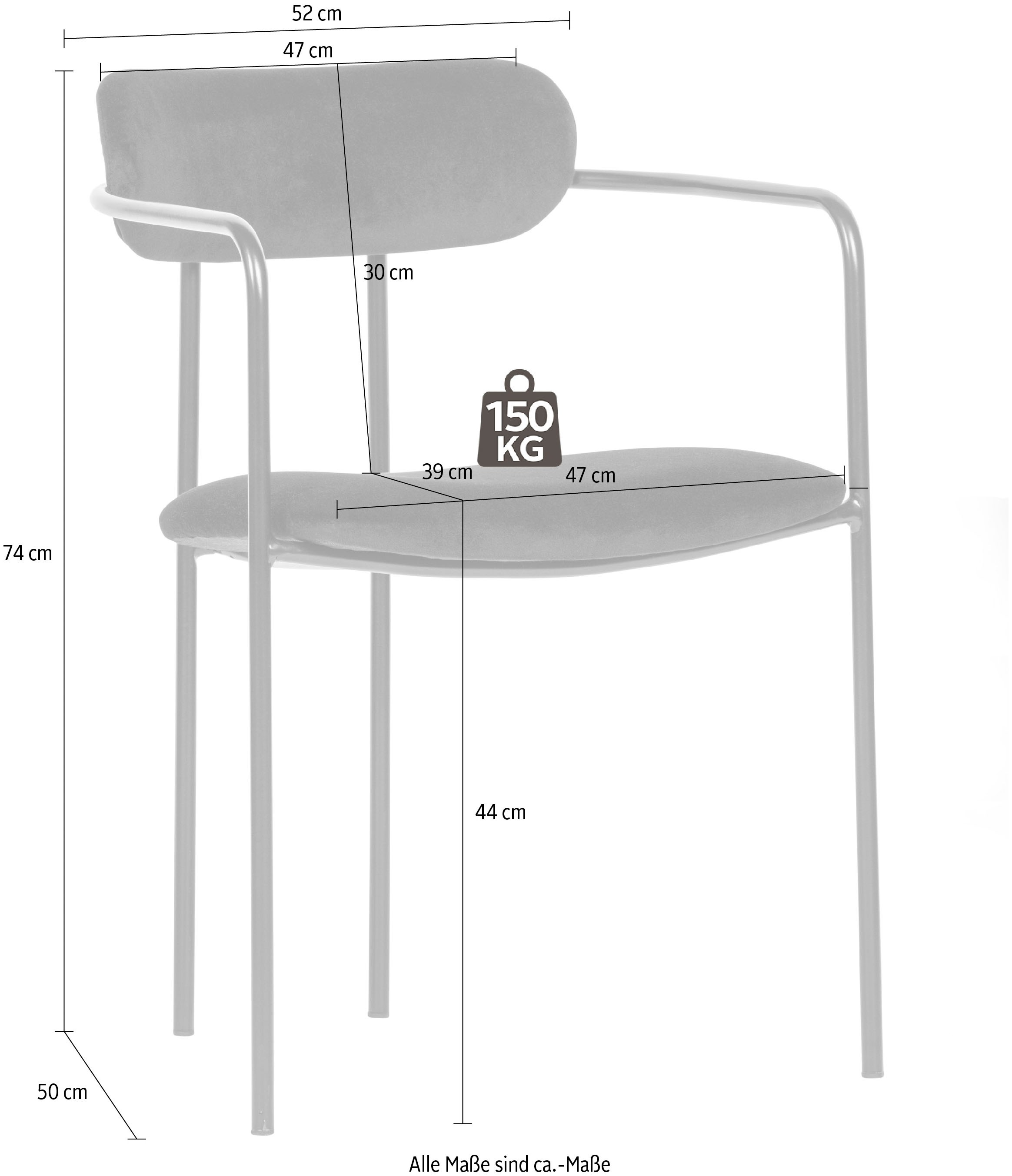 WOOOD Esszimmerstuhl »Ivy stapelbar mit Velvet-Bezug und Eisengestell B 55 x T 54 x H 76 cm« (Set) 2 Stk.Tragkraft 150 kg, Eisengestell, Pfleiglicht