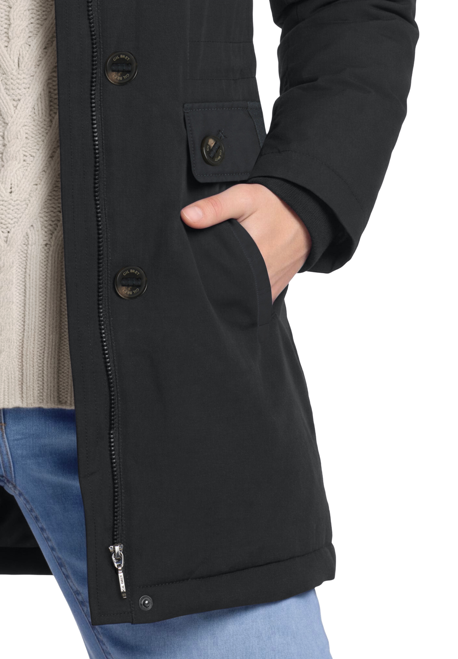 Gil Bret Veste longue avec capuche Winterjacke mit Reissverschluss