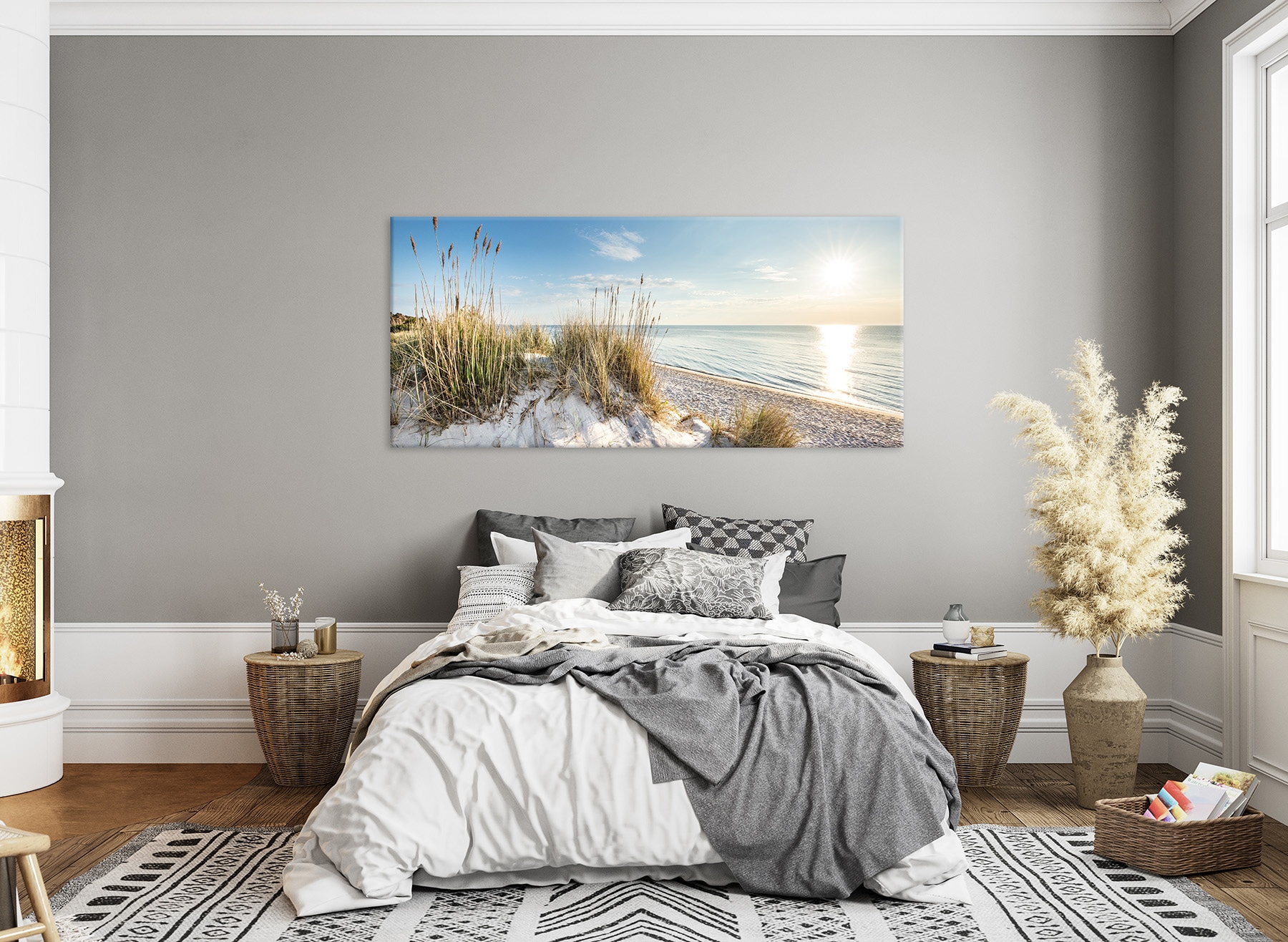 Bönninghoff Tableau sur toile »Wandbild STRAND XXL 90x200 cm – Leinwandbild Keilrahmen Deko modern« Dune | Plage 1 cuis tlg. tendu sur châssis
