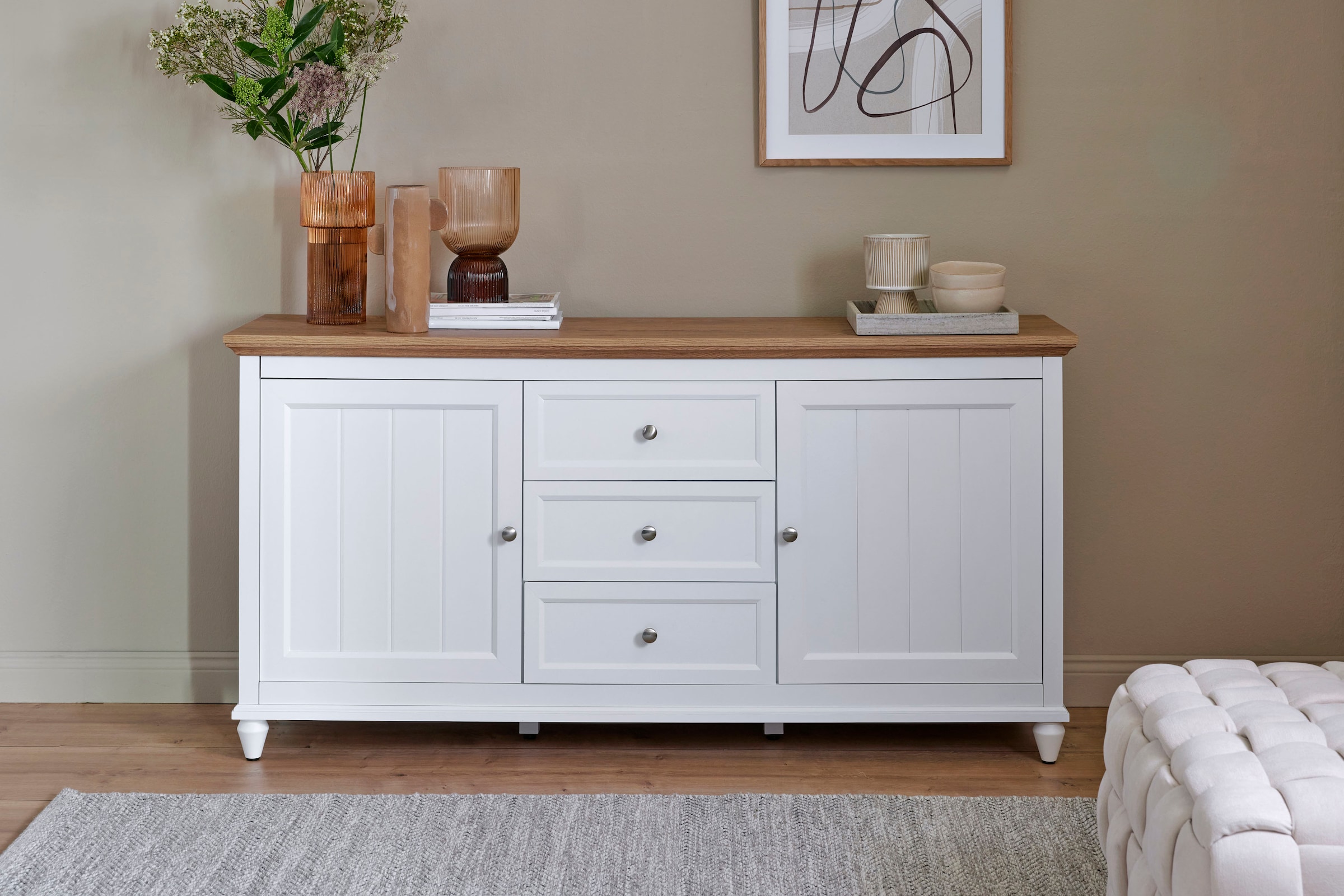 Jahnke Buffet »COTTAGE SB 150« 1 cuis tlg. Buffet, style campagne, 2 portes et 3 tiroirs, largeur env. 150 cm