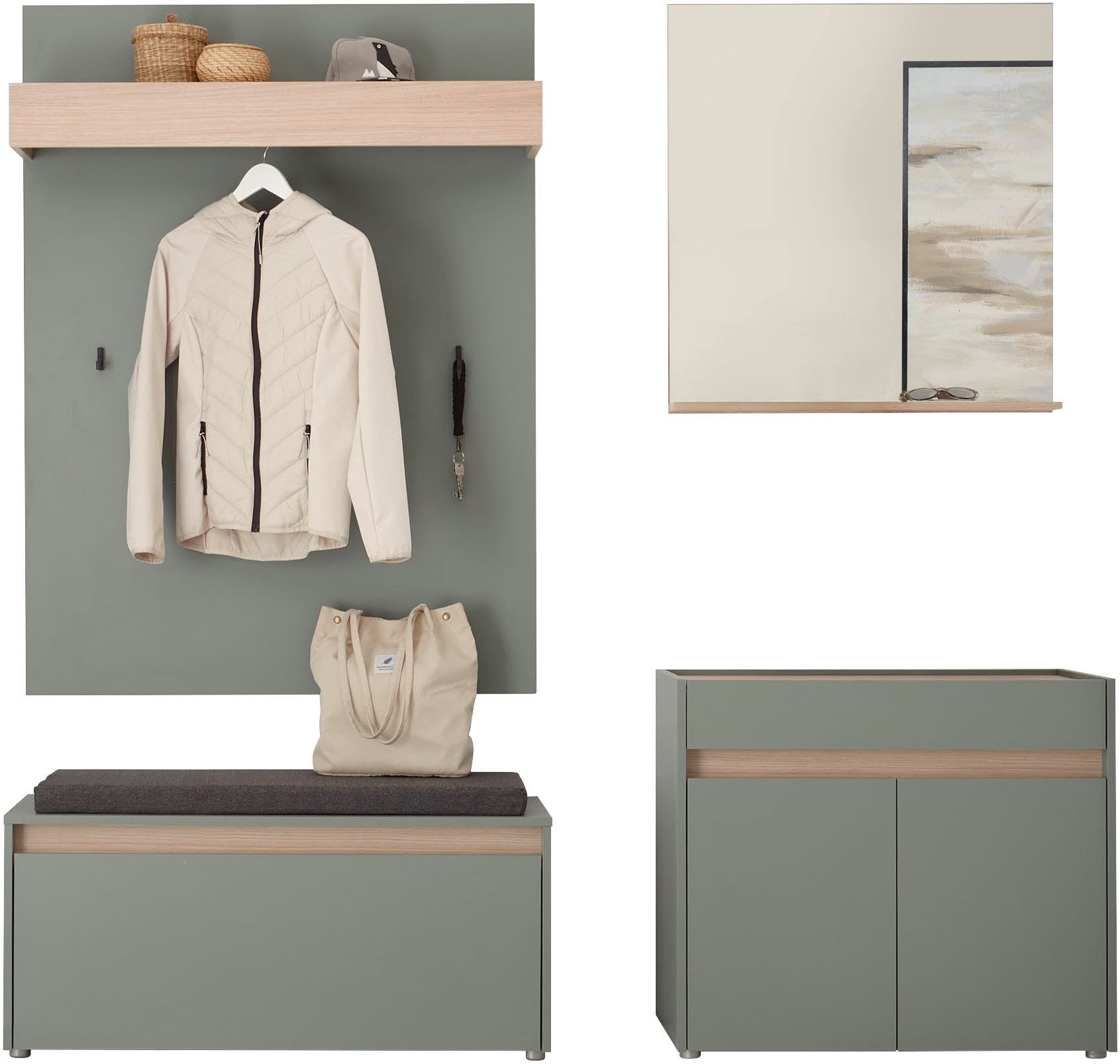 Home affaire Garderoben-Set »GIRON/CiTY, moderne Garderobe, Komplettset mit viel Stauraum« Komplett-Set, 4 Stk. tlg.