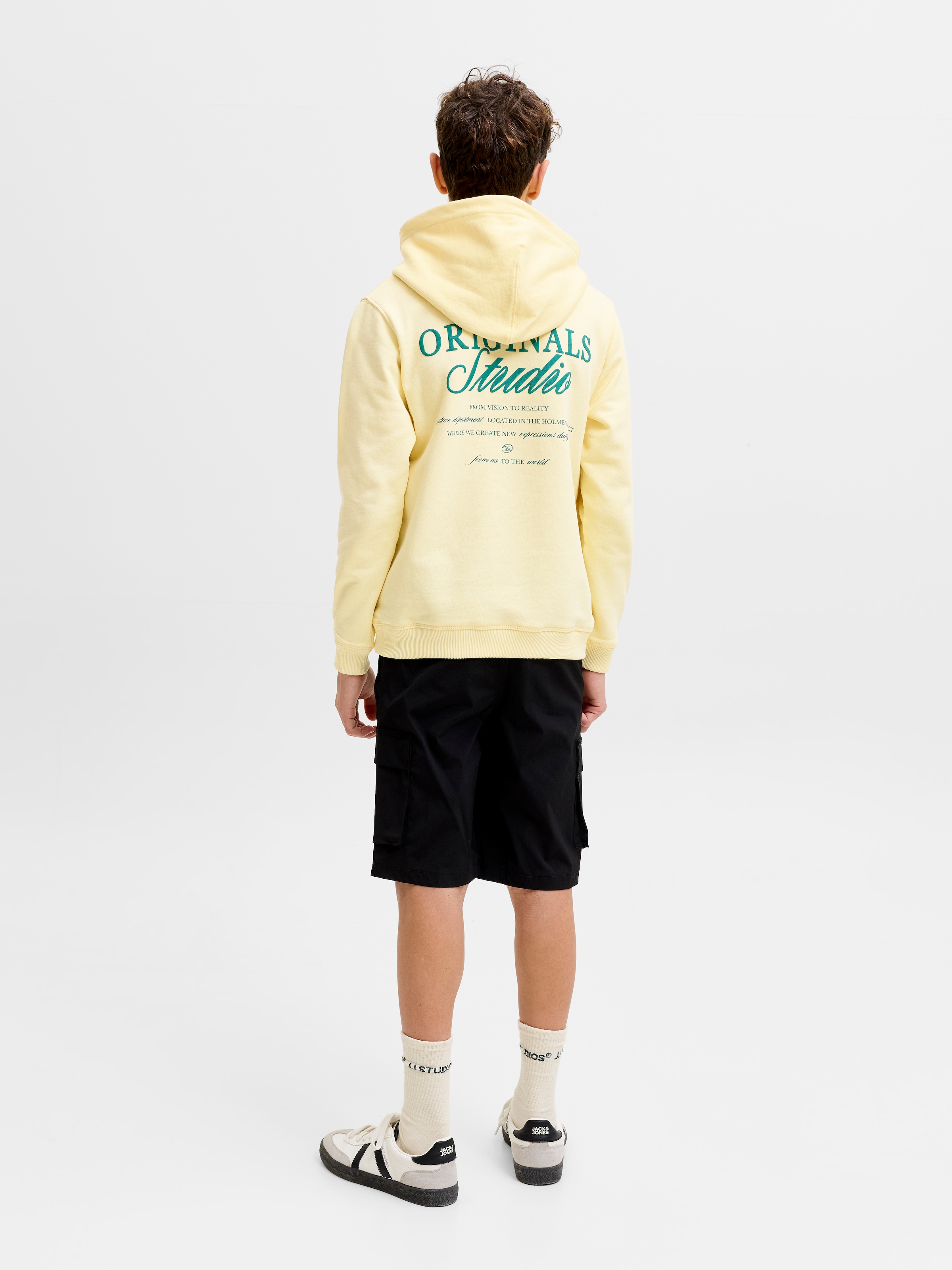 Jack & Jones Junior Kapuzensweatshirt »JORNORREBRO TYPO BACK SWEAT HOOD SN JNR«, Baumwollmischung, relaxed fit, Langarm
