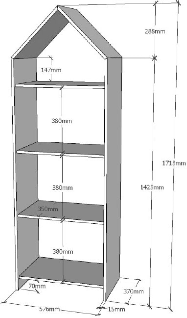 Vipack Étagère pour enfants »Casami, Regalschrank mit 3 Böden und viel Stauraum« L/H/P env. 57,6x171,3x37 cm, utilisation universelle, très moderne,  en MDF de haute qualité, laqué blanc