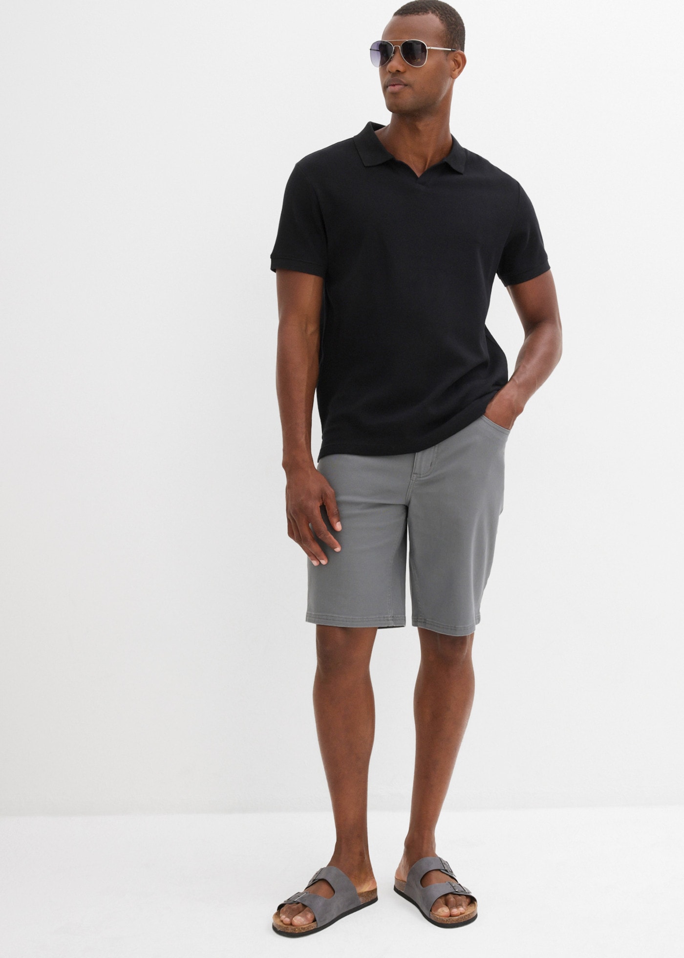 bonprix Bermuda  en coton avec élasthanne, avec stretch, taille haute