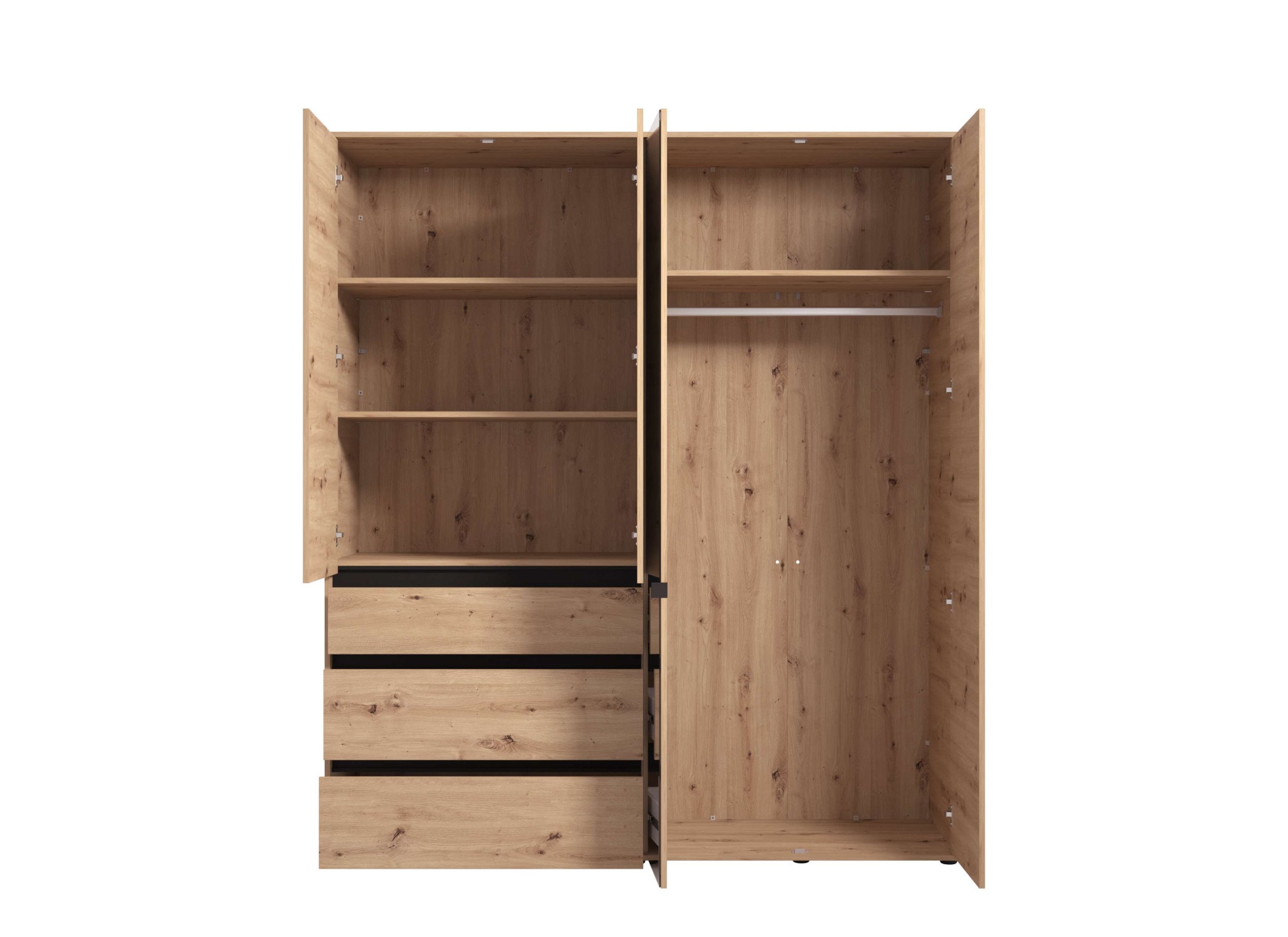 INOSIGN Armoires à vêtements »Corbett, grifflose Optik, FSC-zertifziert, Made in Europe« 138 oder 182,5cm breit, 211cm hoch und 54,5cm tief,  mit Spiegel, 3 Schubladen und Innenausstattung