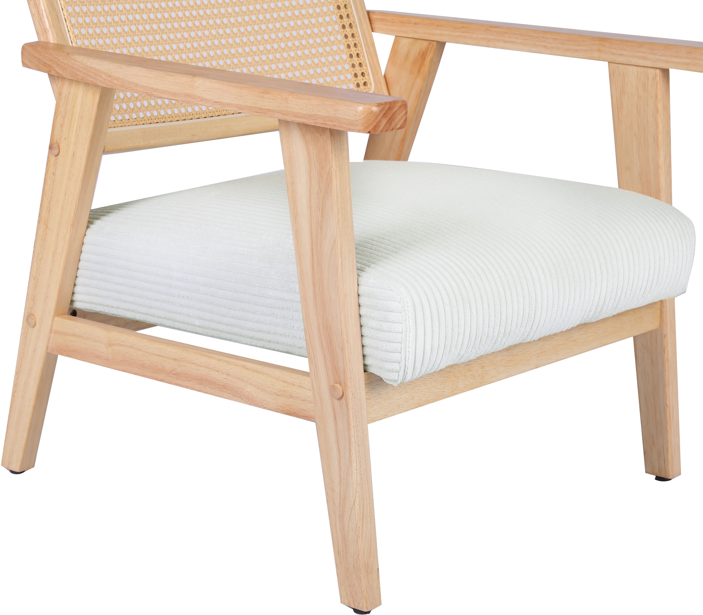 Home affaire Fauteuil lounge »VILLAINE« fauteuil individuel, fauteuil en rotin avec tressage viennois, velours côtelé, tissu tissé